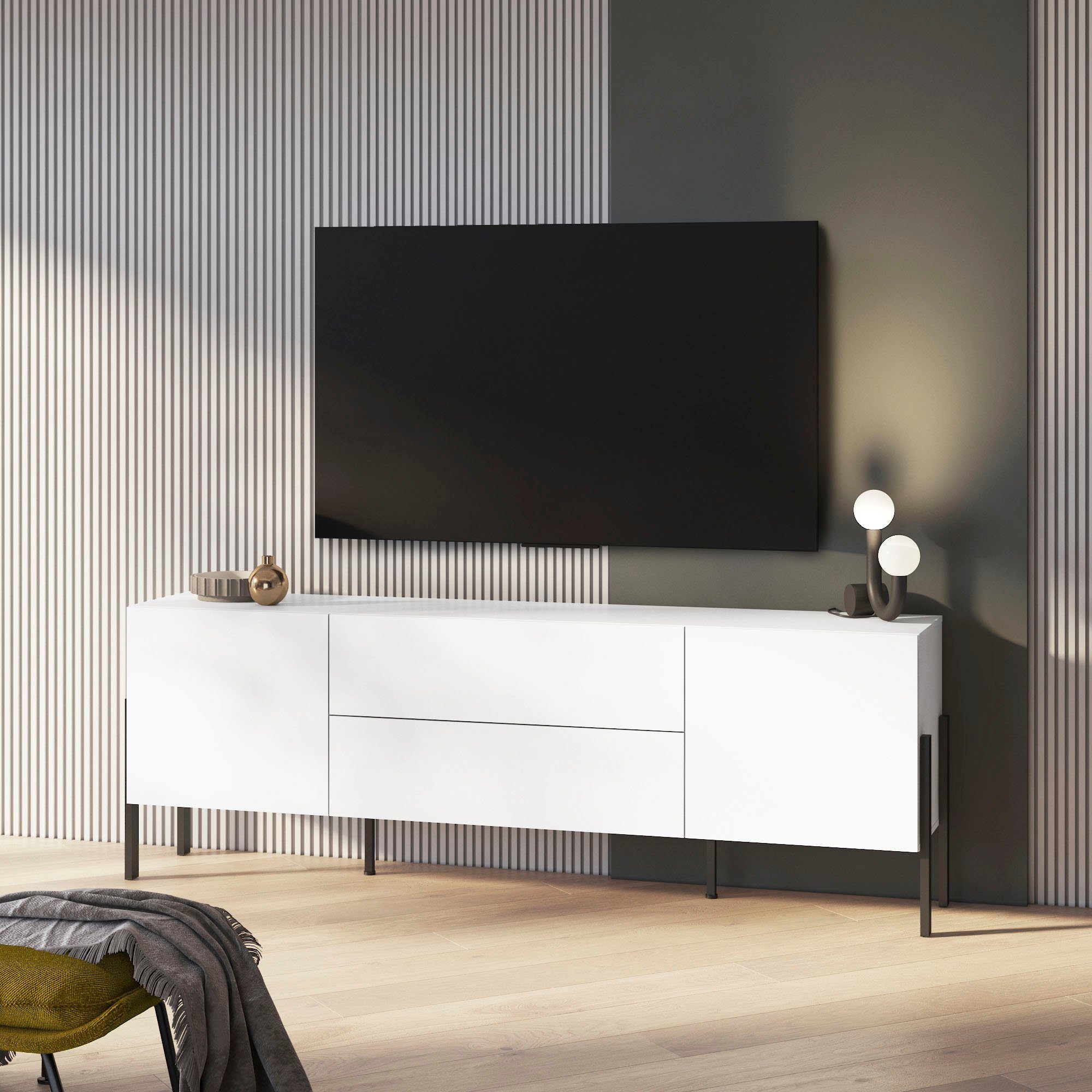 INOSIGN Tv-meubel Jukon, breedte 200 cm, moderne grepless TV-commode, 2 deuren/2 lades