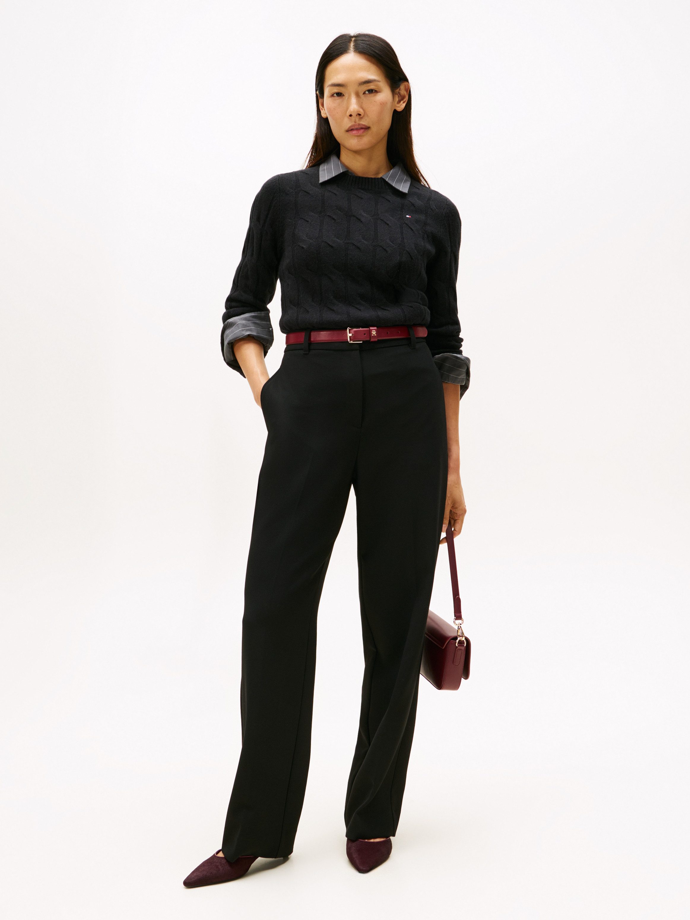 Tommy Hilfiger Gebreide trui SOFT WOOL CABLE C-NK met kabelpatroon, van zuivere wol
