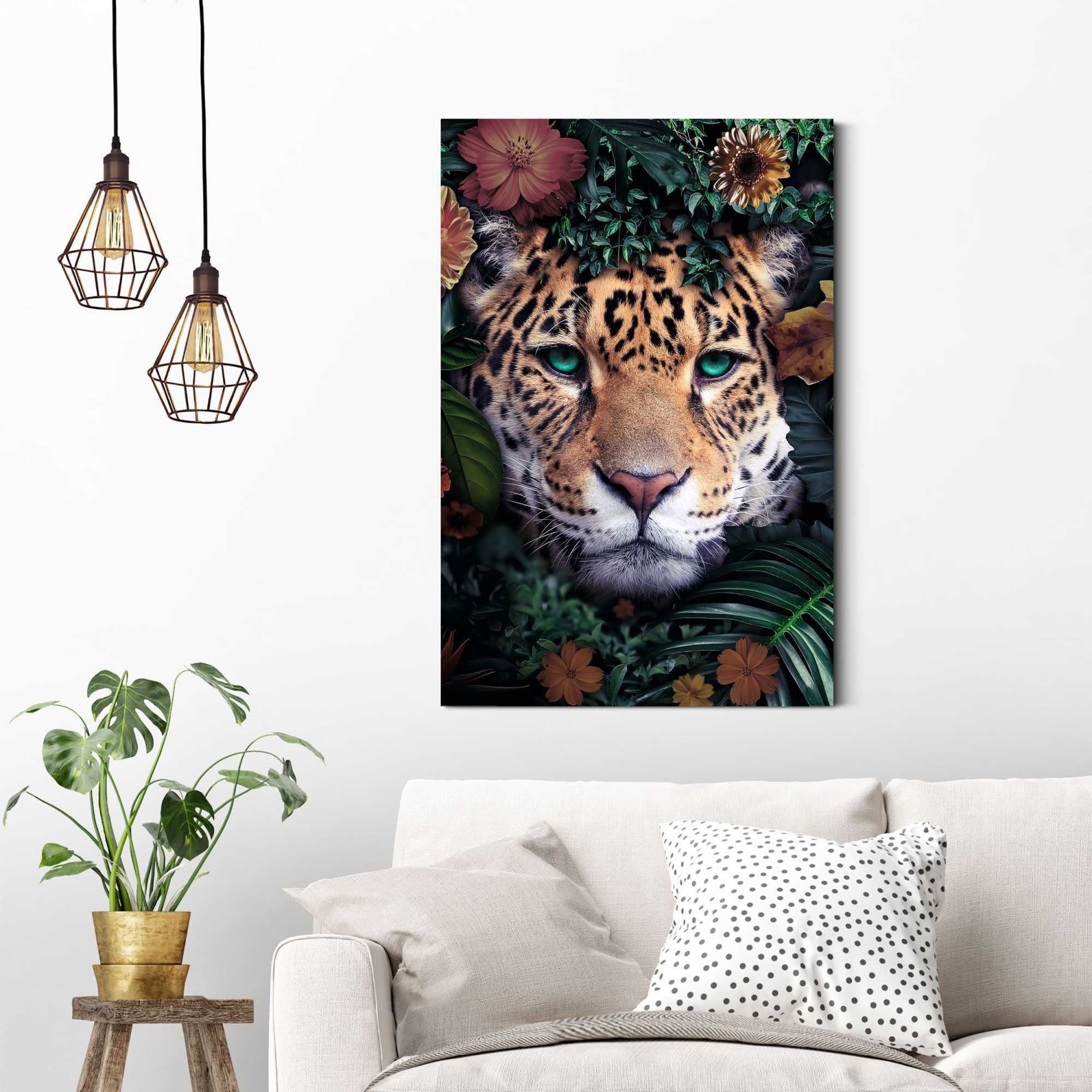 Reinders! Artprint luipaard bloemenkrans - Jungle - in vrolijke kleuren