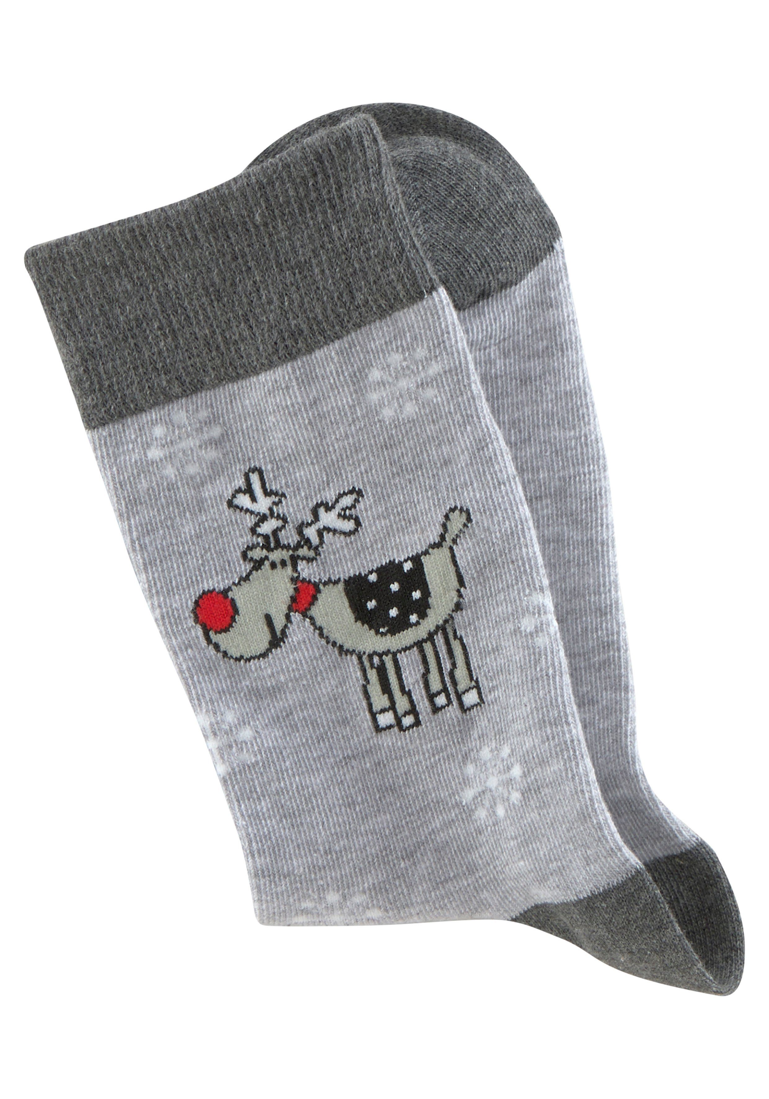 H.I.S Sokken met leuke kerstmotieven (set, 3 paar)