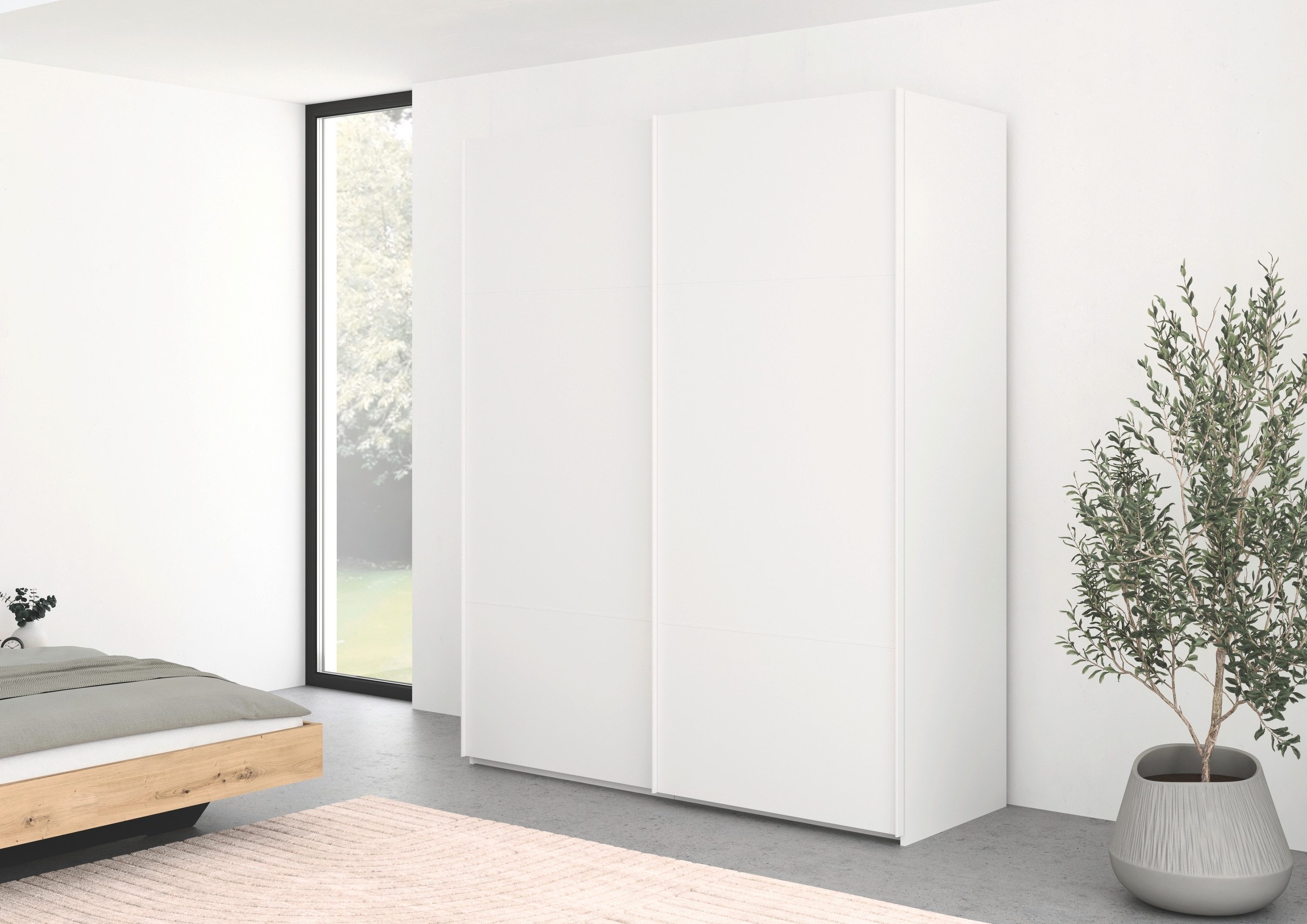 rauch Schuifdeurkast Kledingkast kast garderobe slaapkamerkast SCALE-TRIO edel drievoudig front, 2 sierlijsten in grepen kleur made in germany
