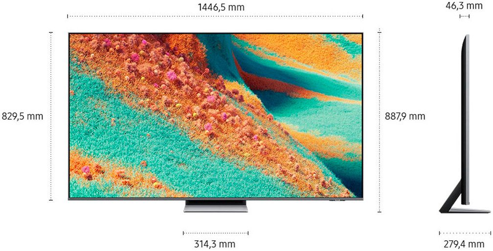 Samsung QLED-TV GQ65QN85FAU QLED Mini LED-televisie, NQ HDR+, 4K AI Upscaling, Dolby Atmos & AI Sound, Gaming tot 144Hz
