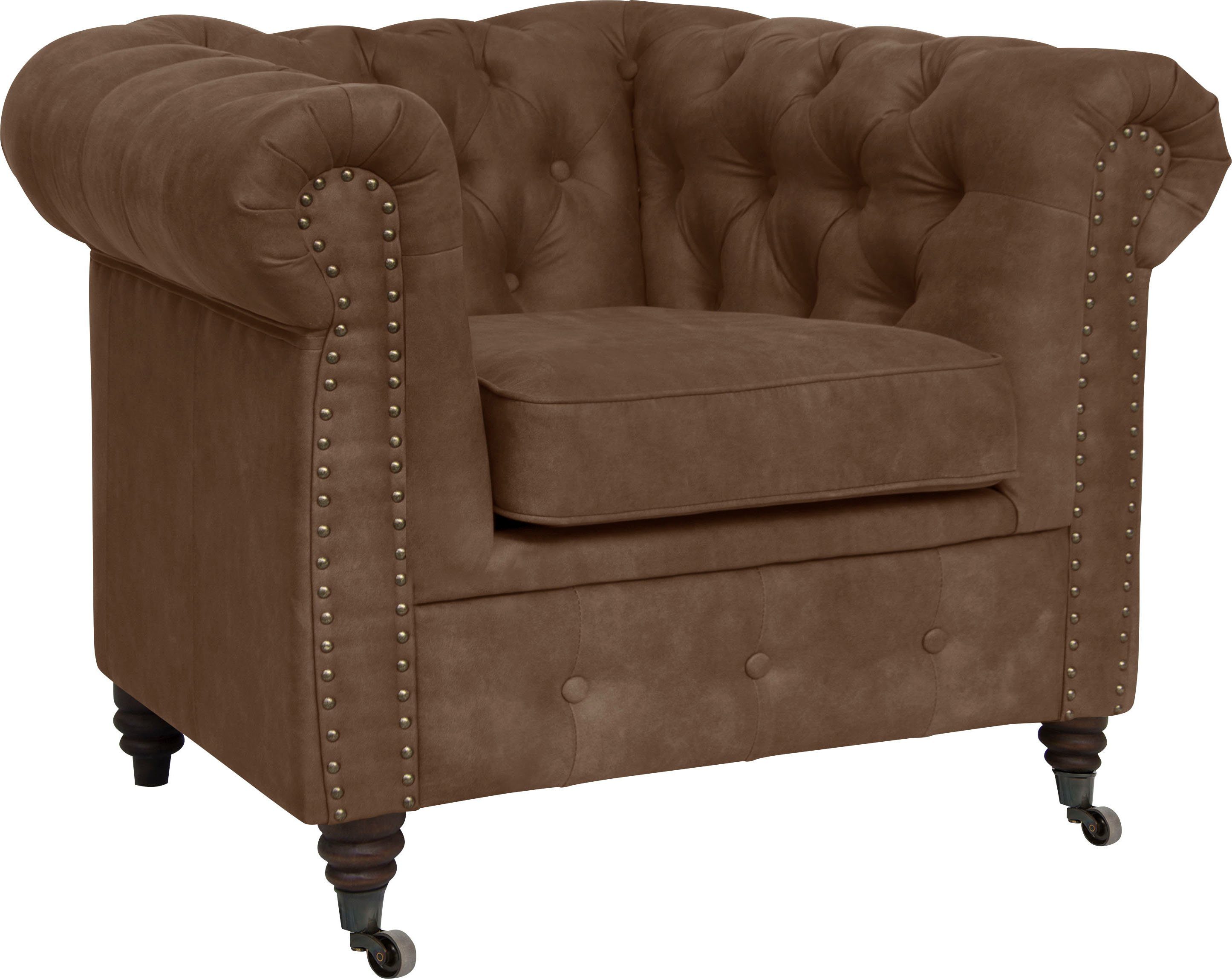 Home affaire Chesterfield-fauteuil Aarburg fauteuil luxueuze capitonnage en siernagels in chesterfield-design