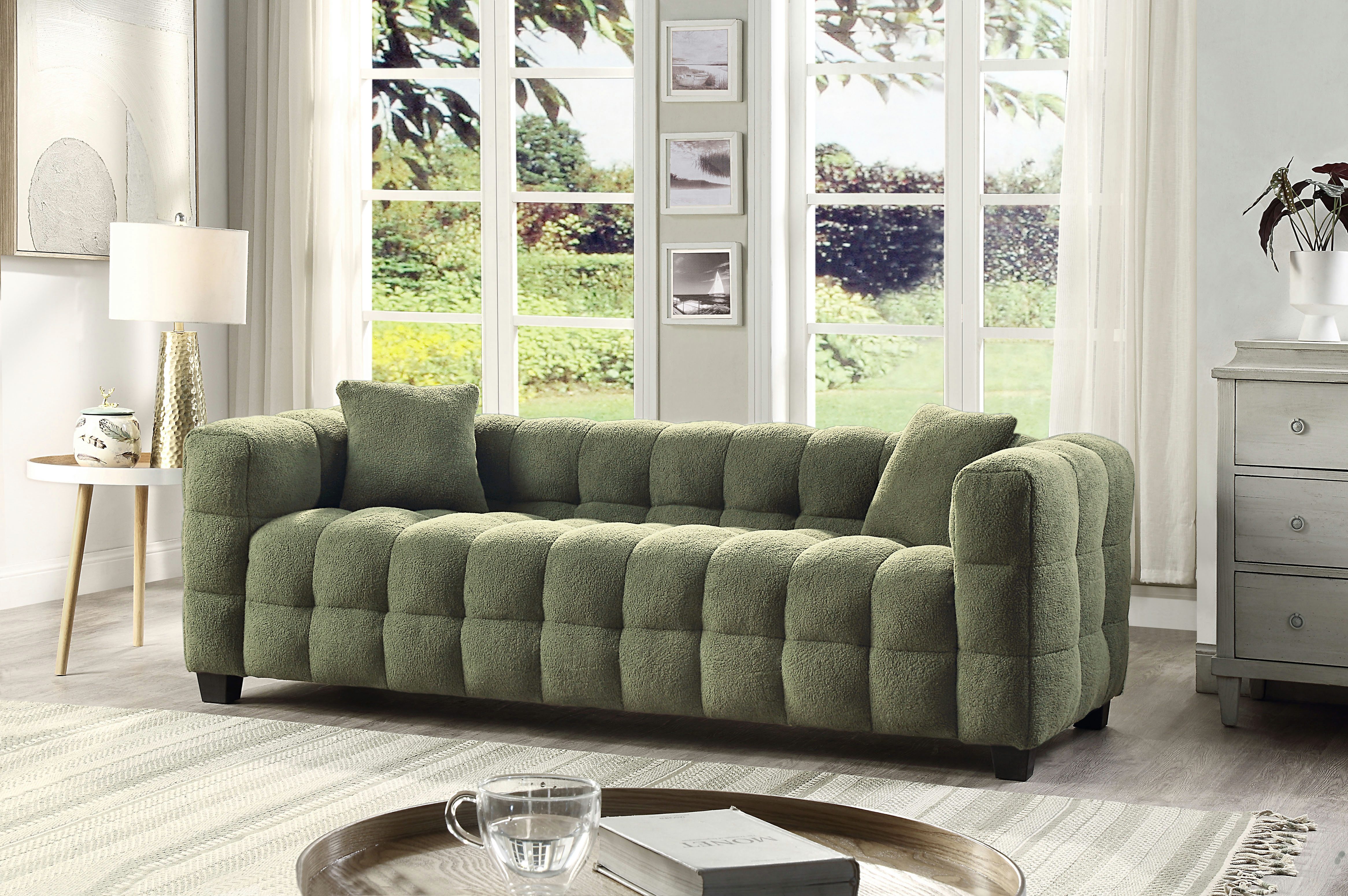 ATLANTIC home collection 3-zitsbank Stella incl. 2 sierkussens en gemaakt van moderne teddy stof