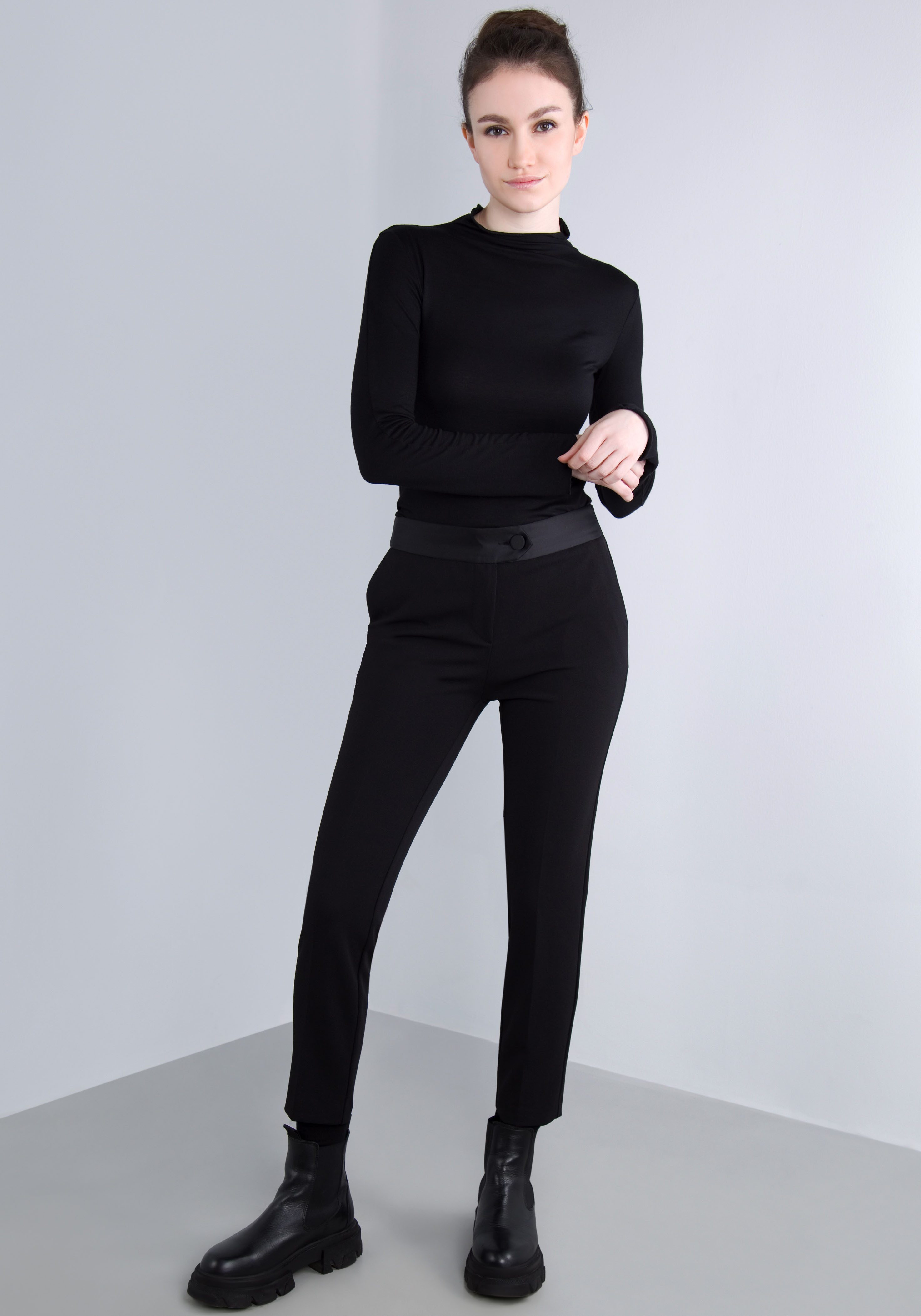 IMPERIAL Pantalon smalle verkorte broek met satijnen band