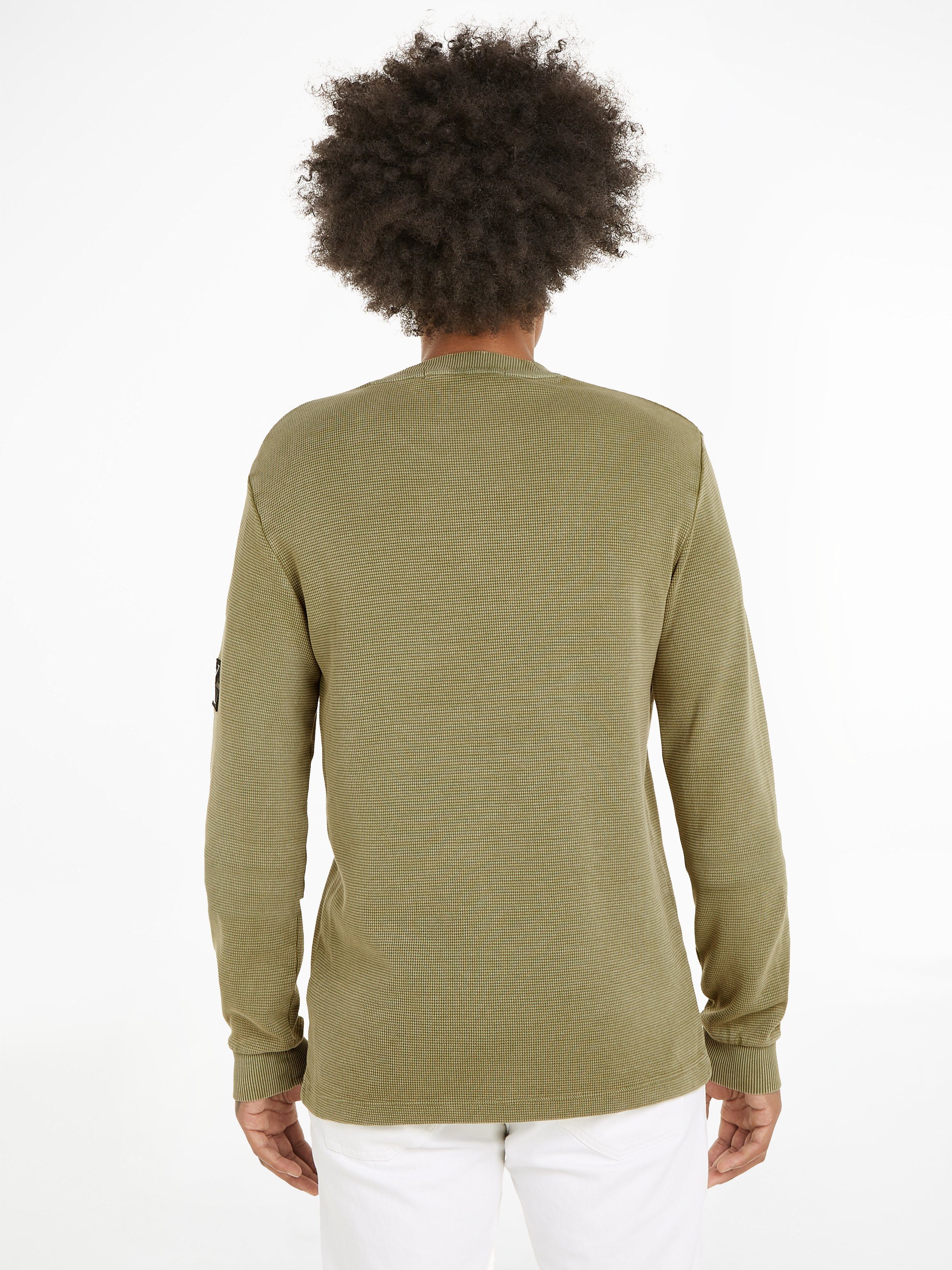 Calvin Klein Shirt met lange mouwen WASHED BADGE WAFFLE LS TEE