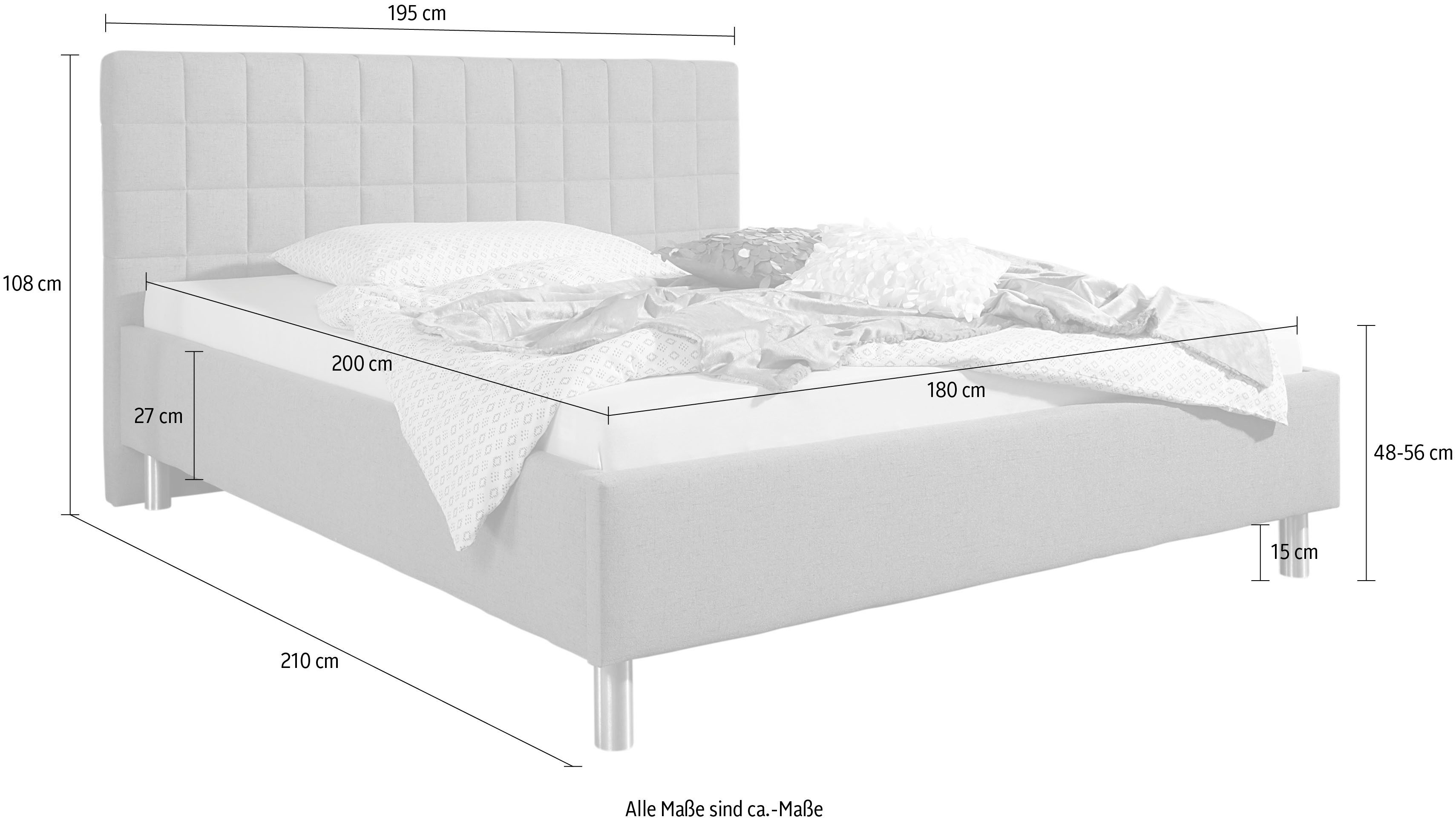 Maintal Gestoffeerd bed ETERNA Zijkanten van het bed zelf te monteren, zonder bedkist