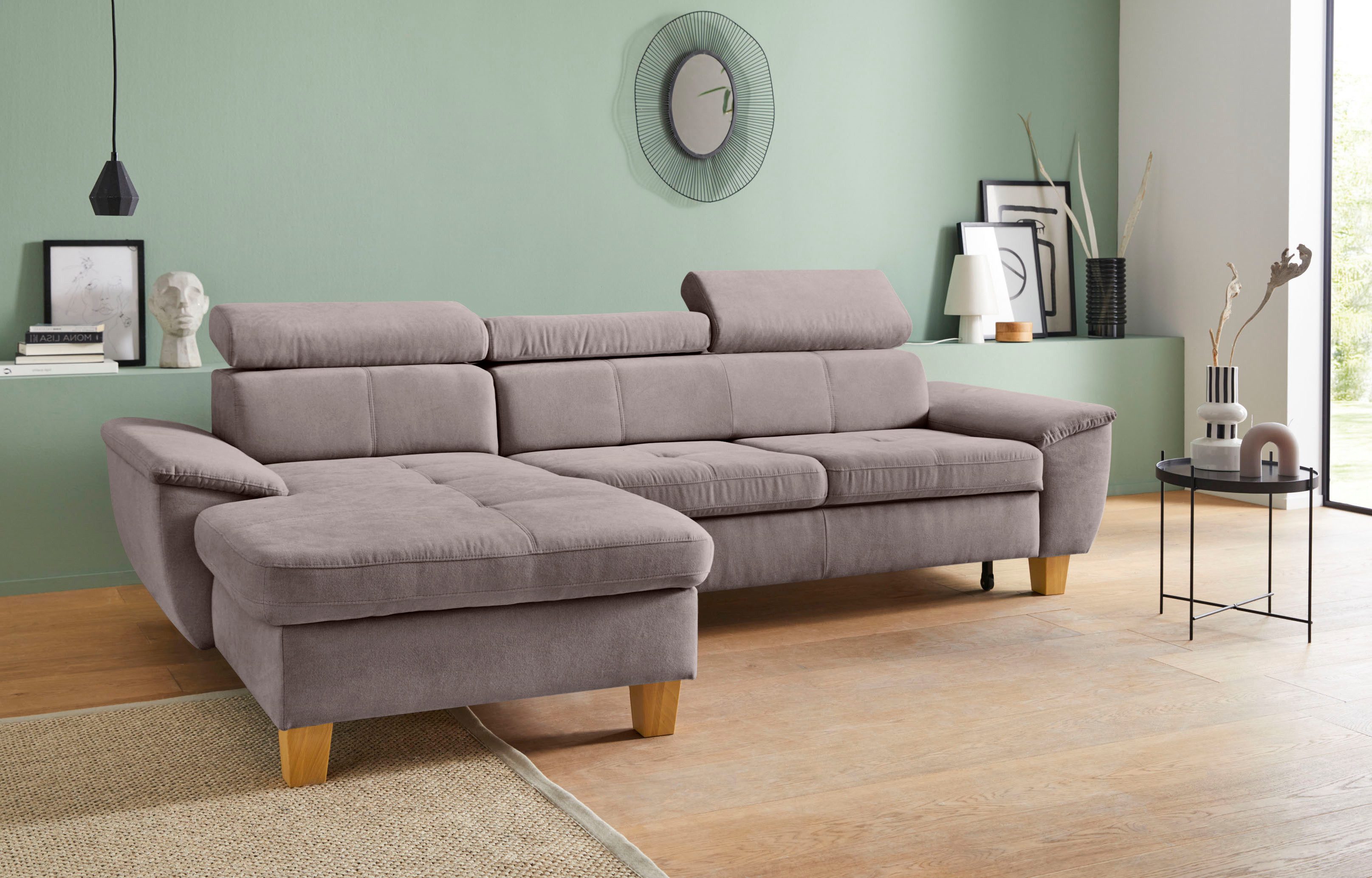 Exxpo - sofa fashion Hoekbank Enya Verstelbare hoofdsteun, naar keuze met slaapfunctie en bedkist