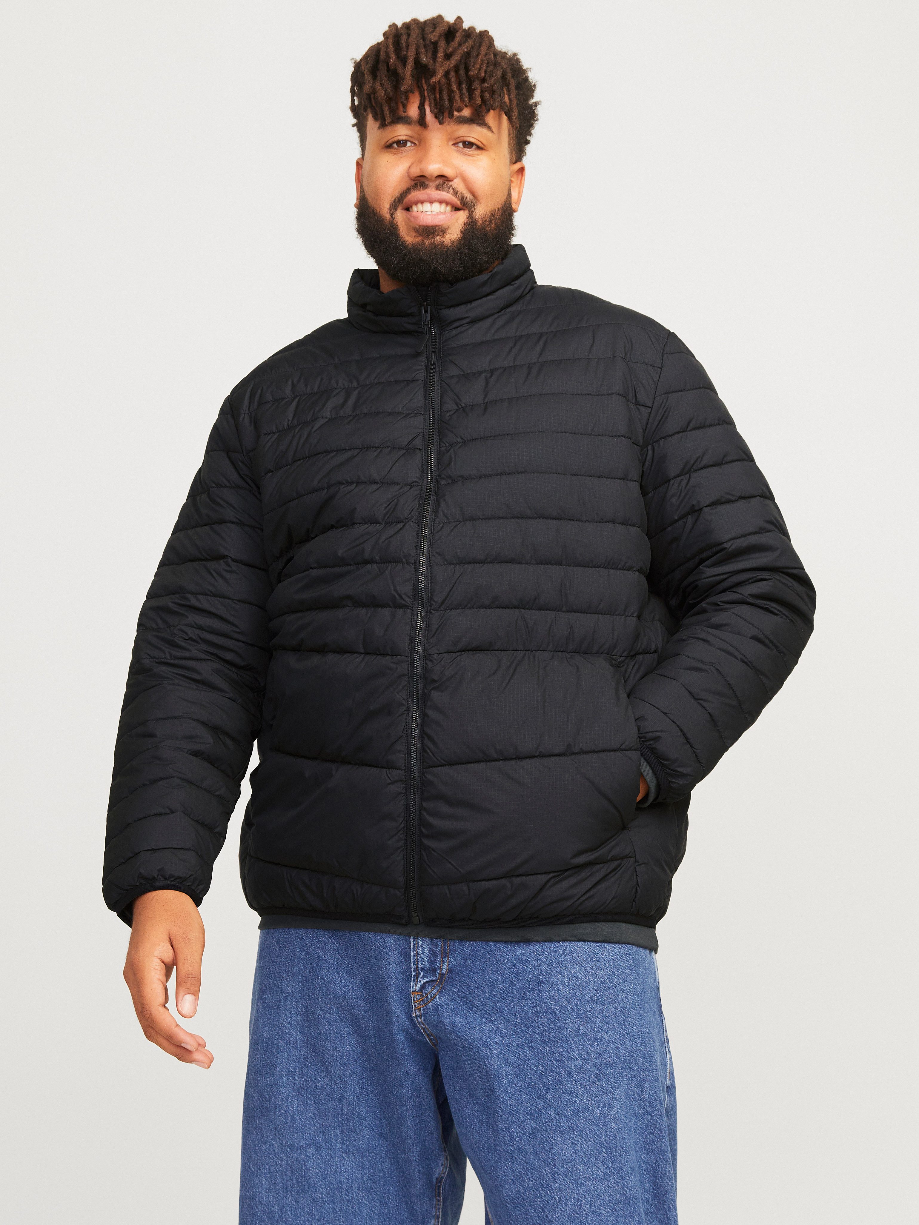 Jack & Jones PlusSize Outdoorjack JJESTATE PACKABLE PUFFER COLLAR NOOS PLS heren outdoorjassen maat XXXL zwart