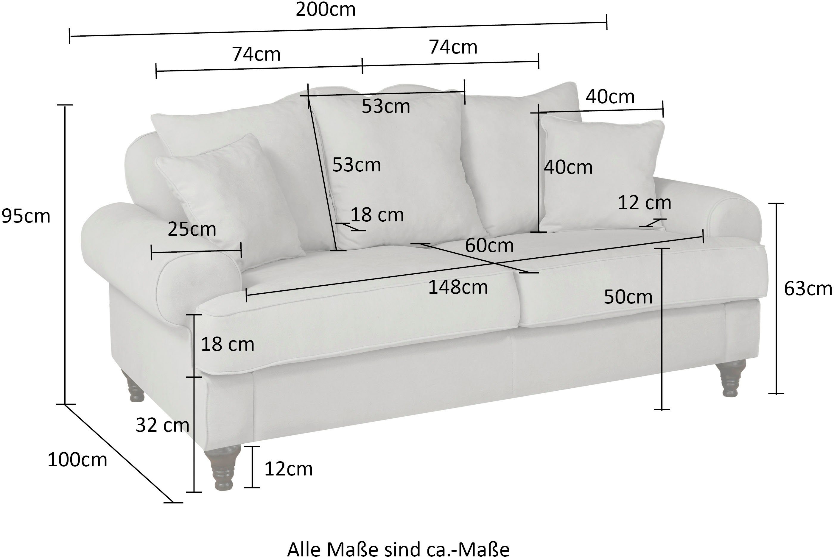 Home affaire 3-zitsbank Westminster met binnenveringsinterieur