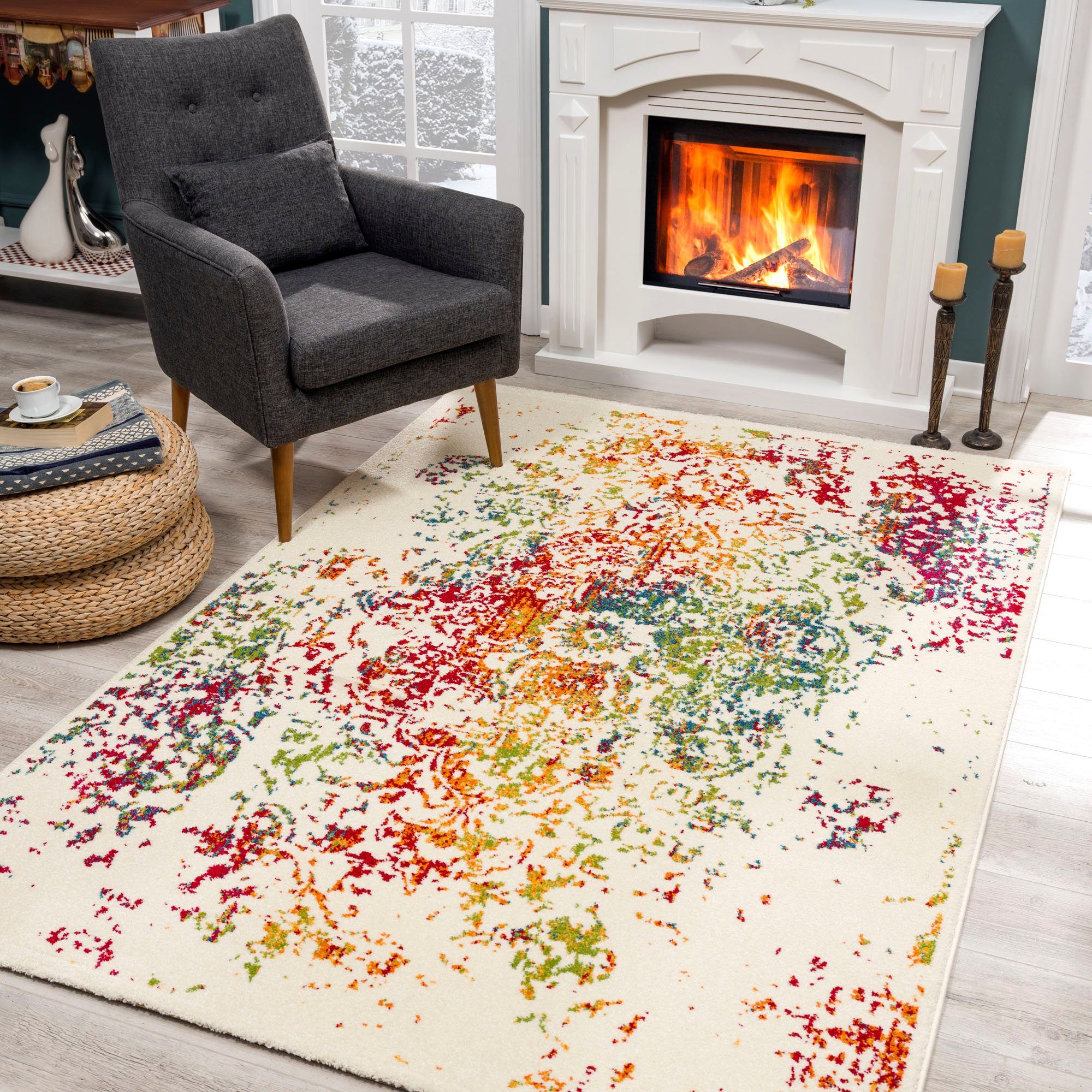 SANAT HALI Vloerkleed Vintage 1607 Woonkamer, korte pool, vintage-look, retro