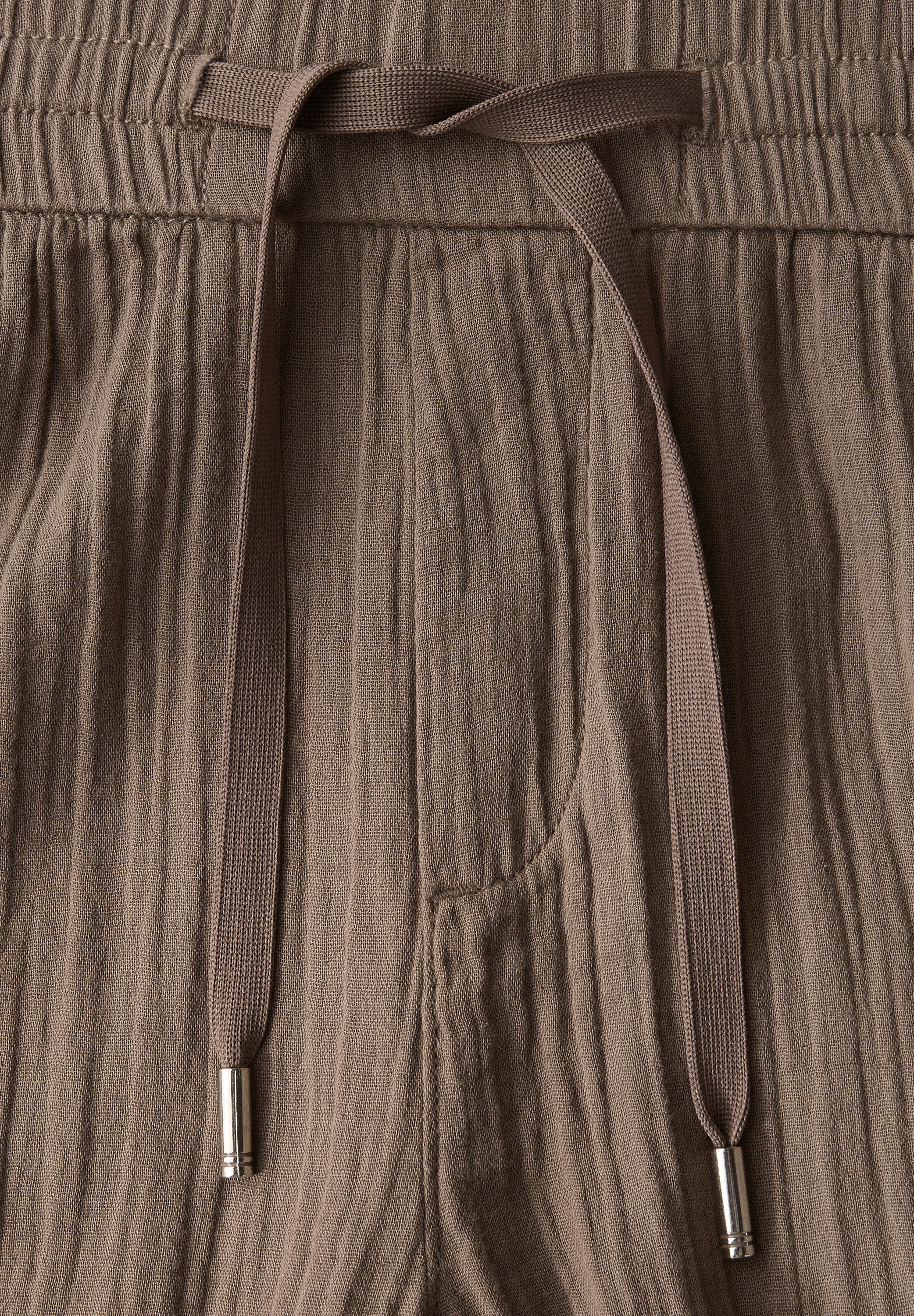 STREET ONE Stoffen broek met elastische tailleband en tunnelkoord, in muslin-look