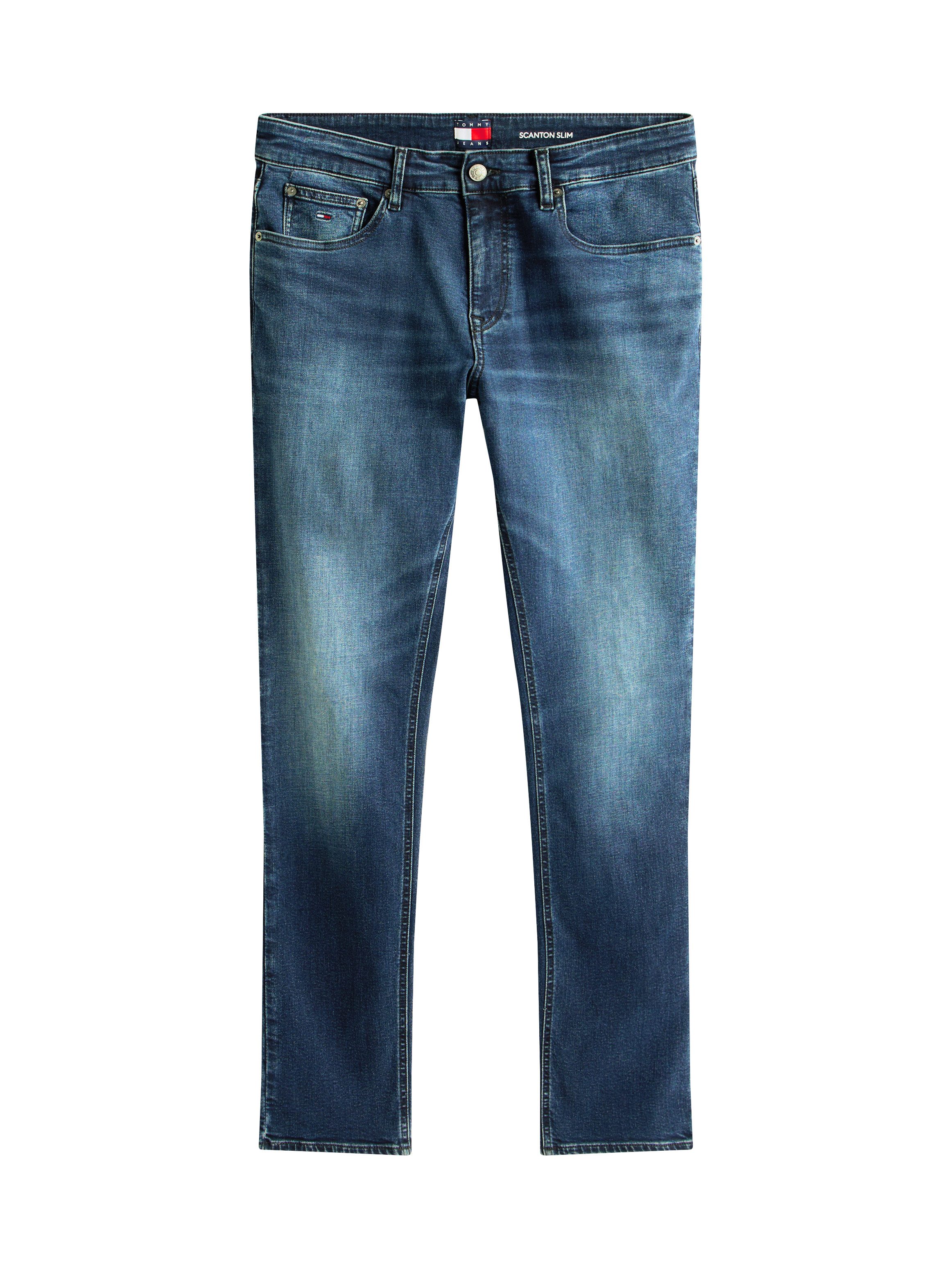 TOMMY JEANS Straight jeans SCANTON SLIM Met merkenlabel van leer achter