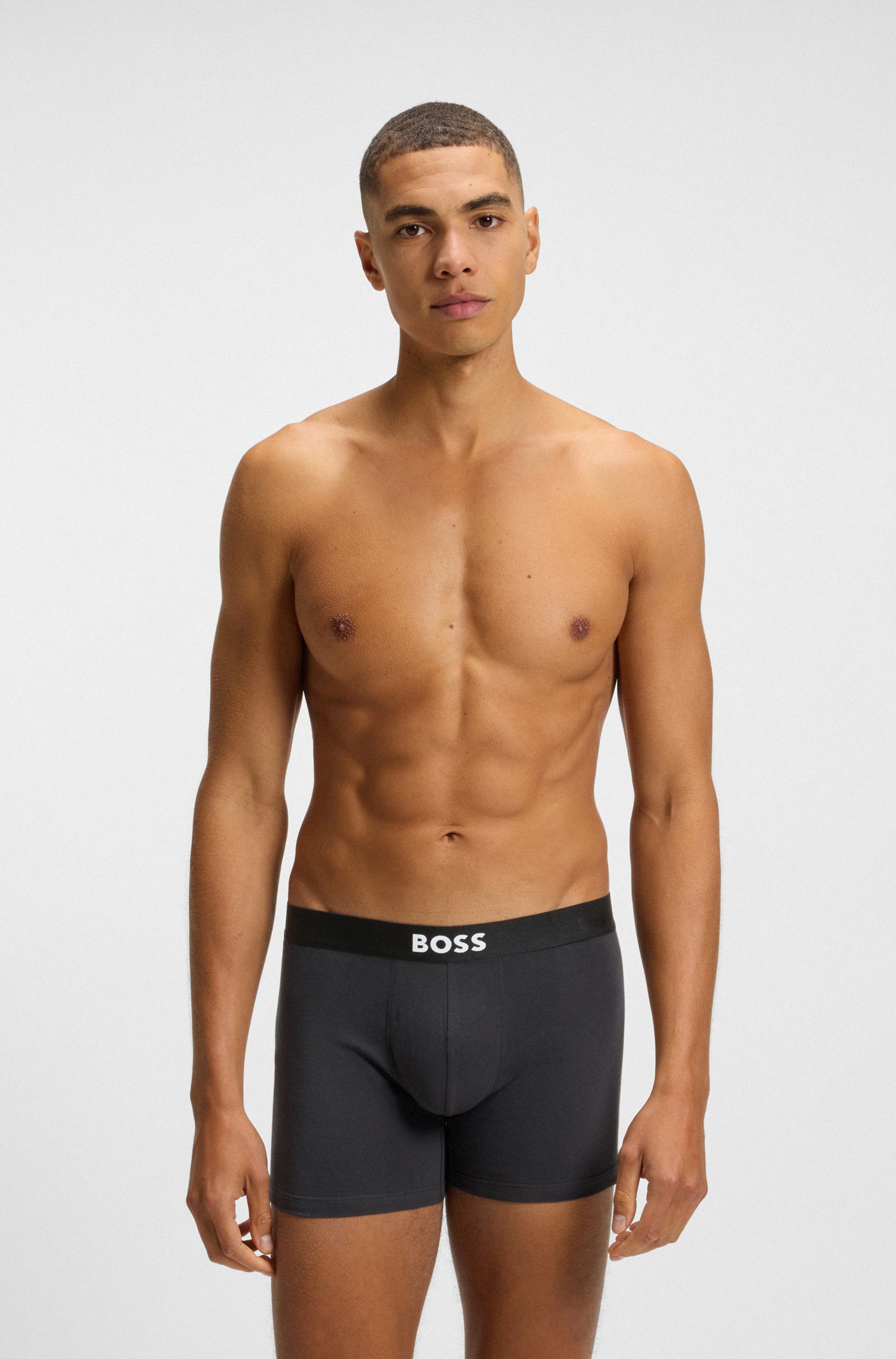 BOSS Boxershort Boxer Brief 3P BOSS ONE elastische band met logo, 1x met patroon, 2x effen (3 stuks)