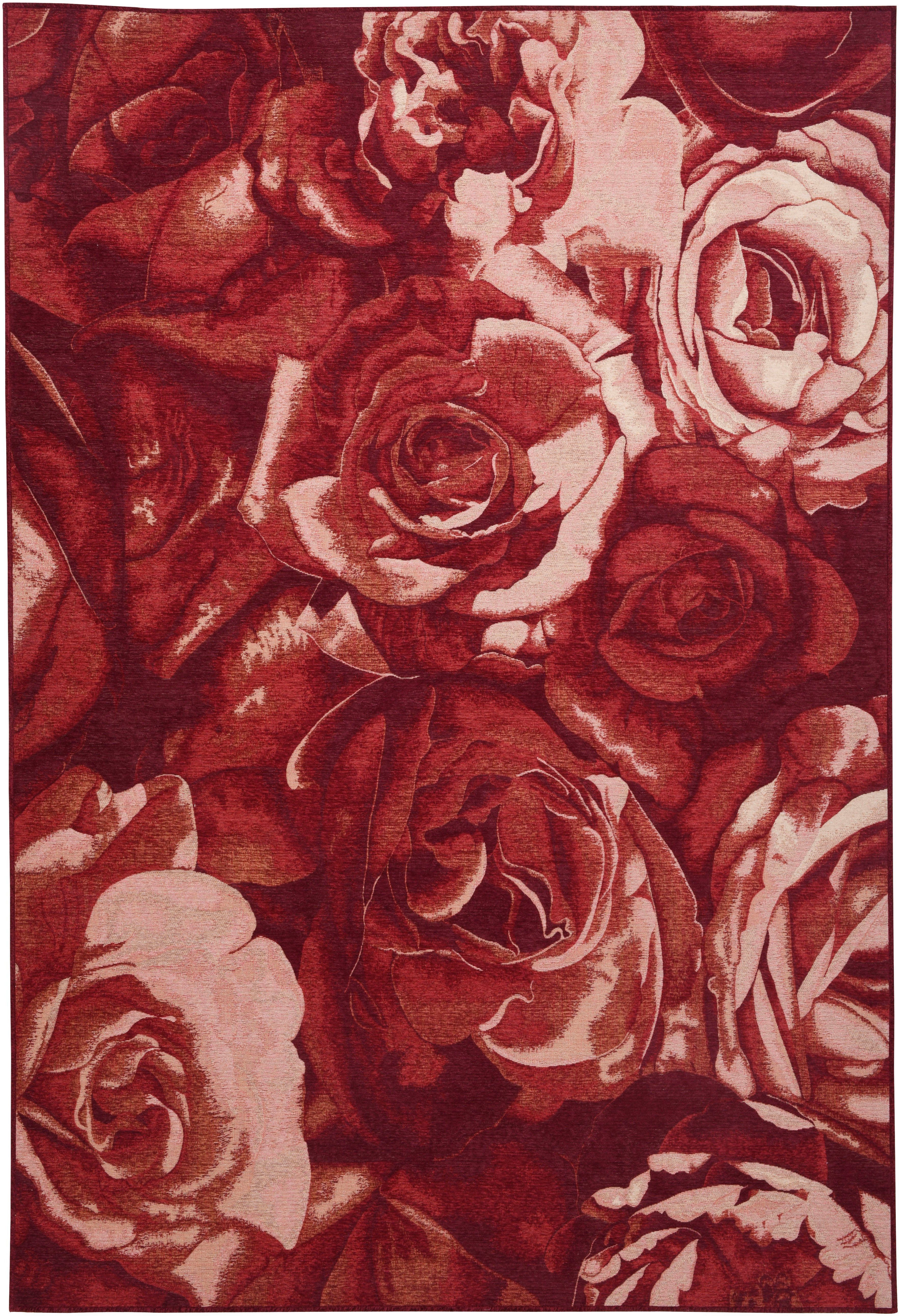 THEKO Vloerkleed Flomi Rose Platweefsel, ideaal in de woonkamer & slaapkamer moderne vloerkleden maat 240 cm x 340 cm x 4 mm rood