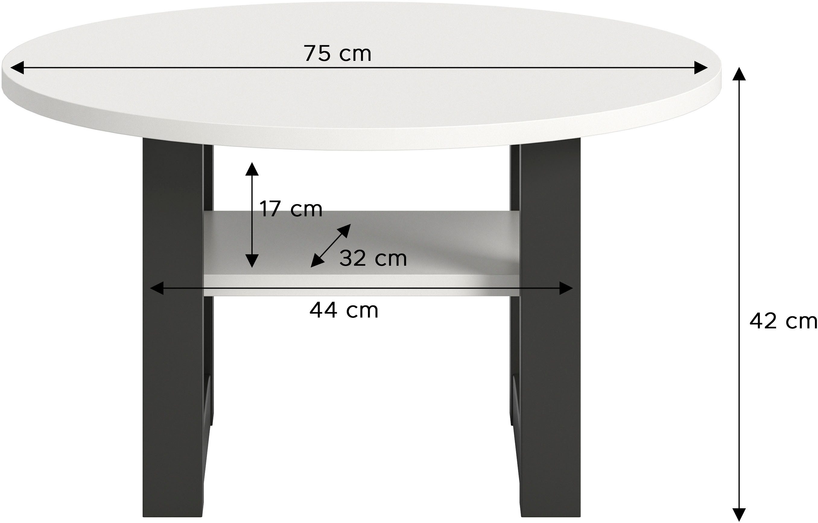 INOSIGN Salontafel Rail, Ø 75 cm, met onderblad, inclusief sledeframe