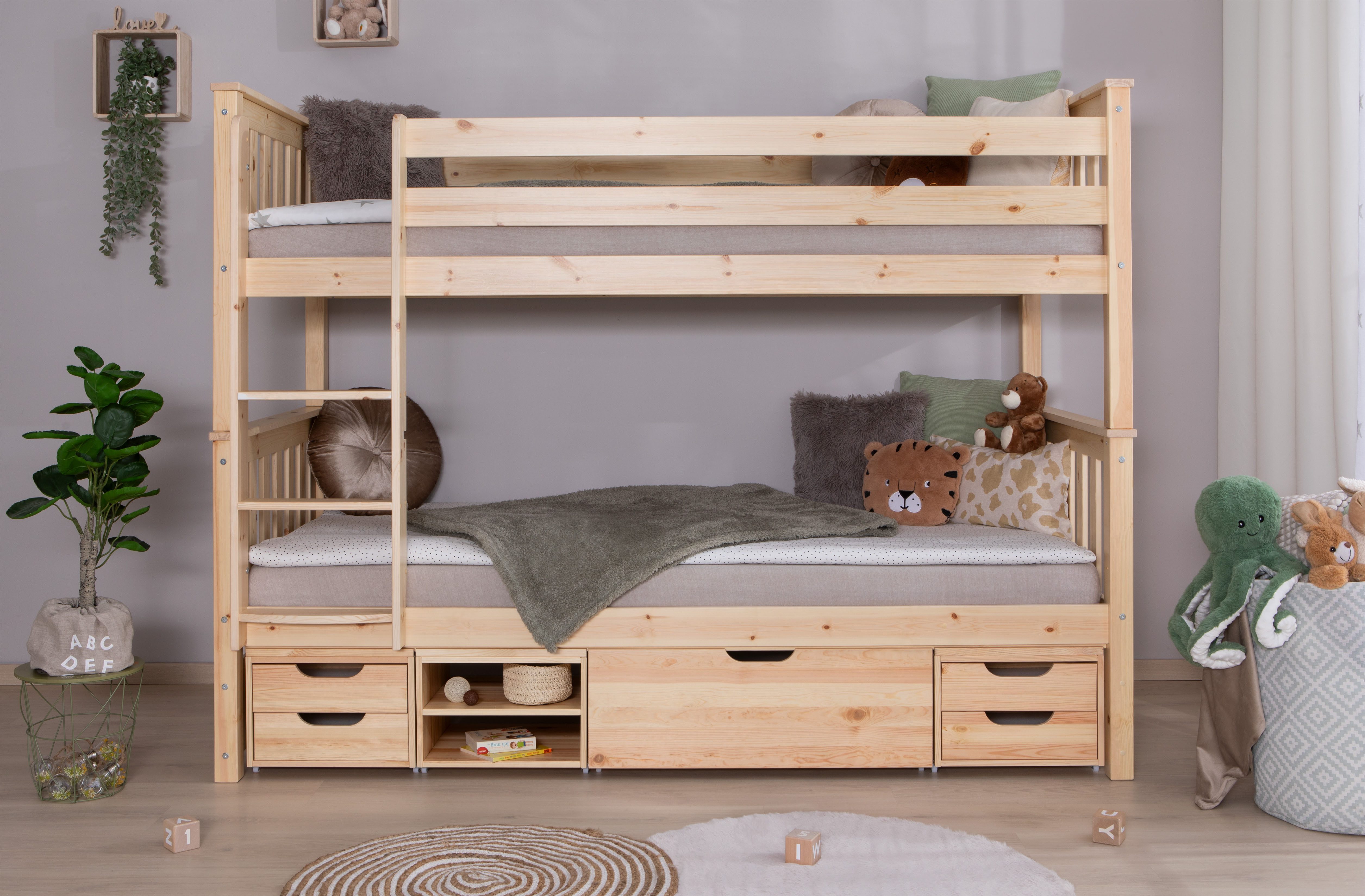 Ticaa Stapelbed Sammy met rolbodem en laden, marlies, grenen