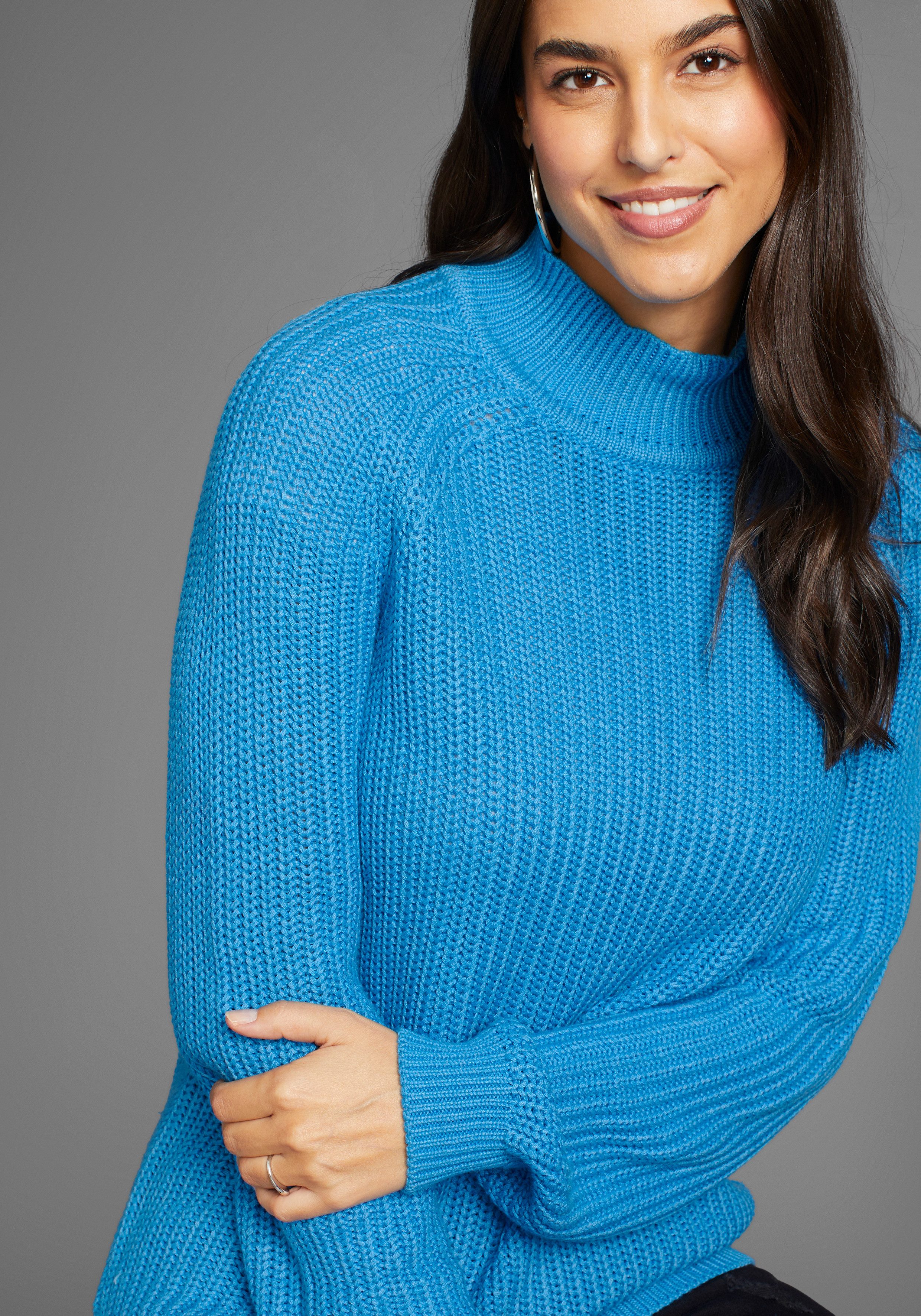 Laura Scott Gebreide trui van grofbreisel met opstaande kraag