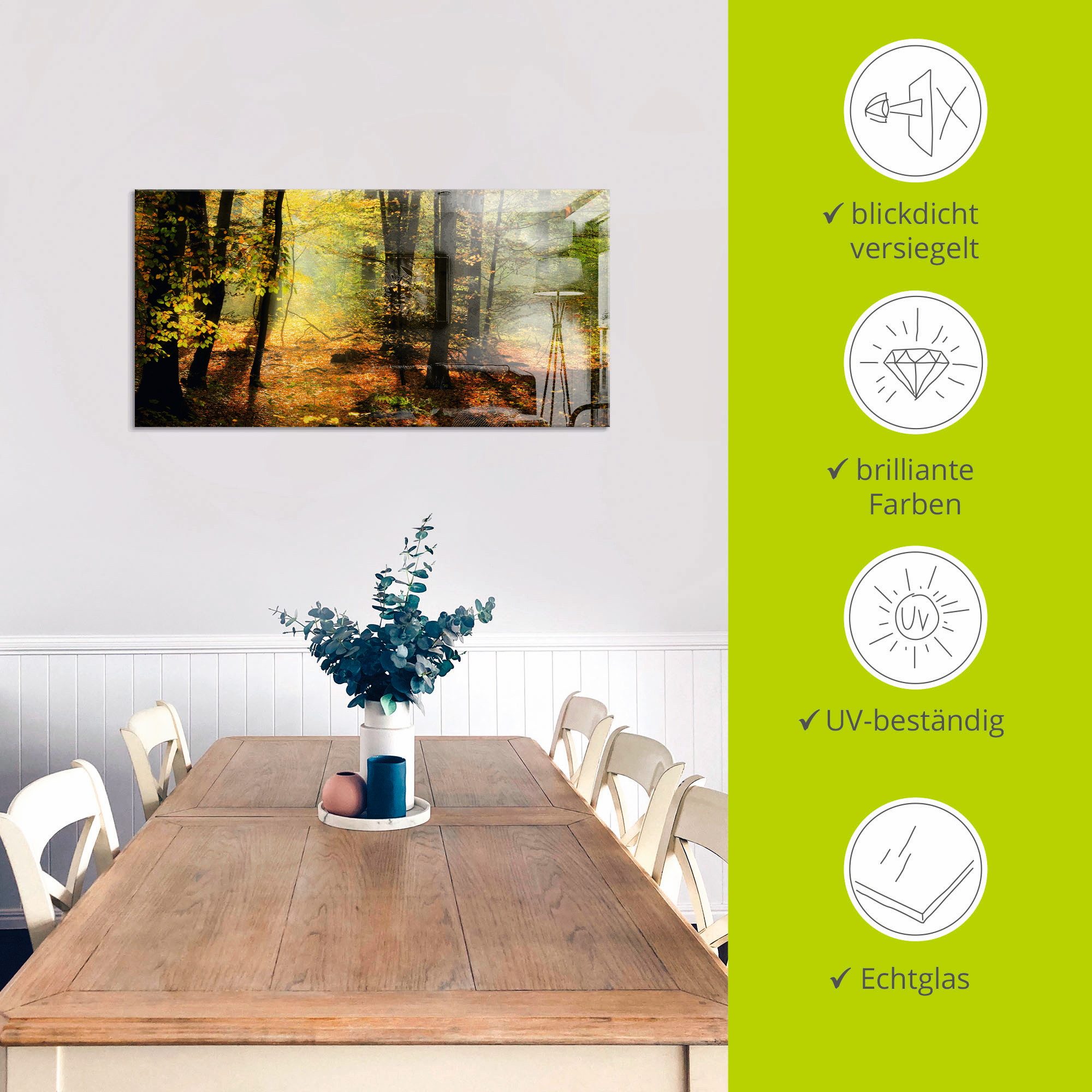 Artland Print op glas Herfstlicht in het bos