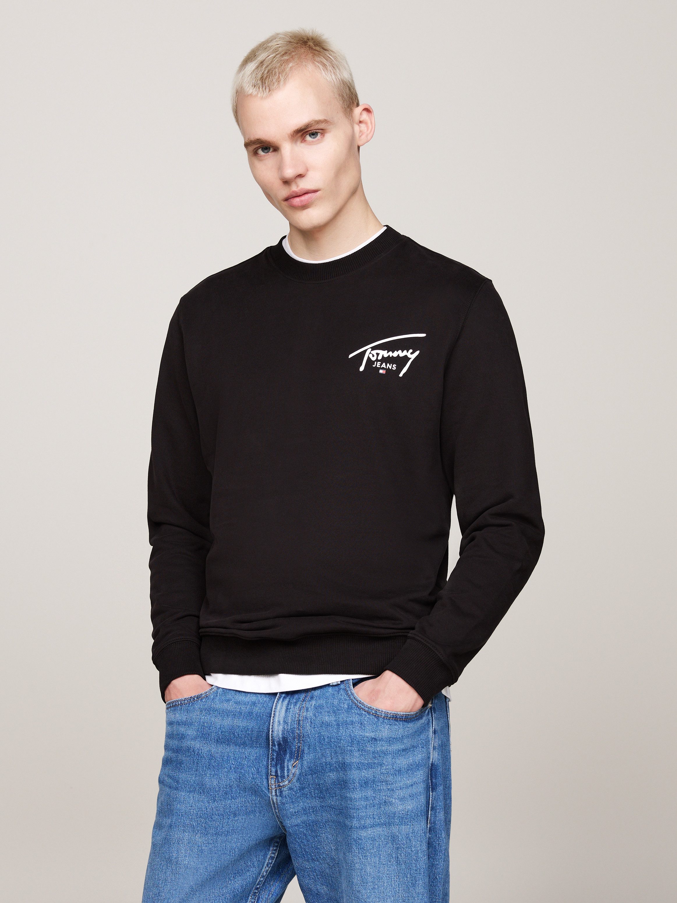 Tommy Jeans Plus Sweater TJM REG ENTRY GRAPHIC CREW EXT Grote maten met logo-inscriptie