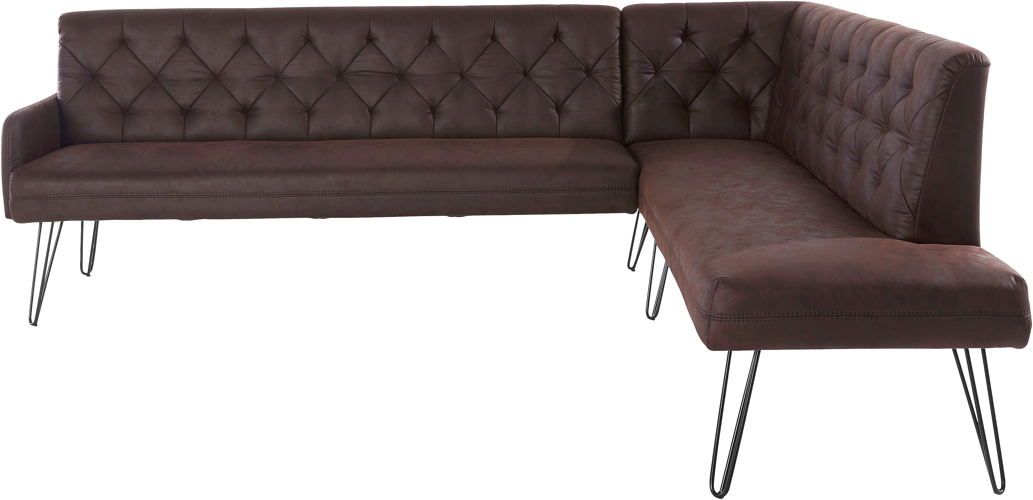 exxpo - sofa fashion Hoekbank Doppio, Chesterfield look, comfortabel en handig, hoge designvoeten