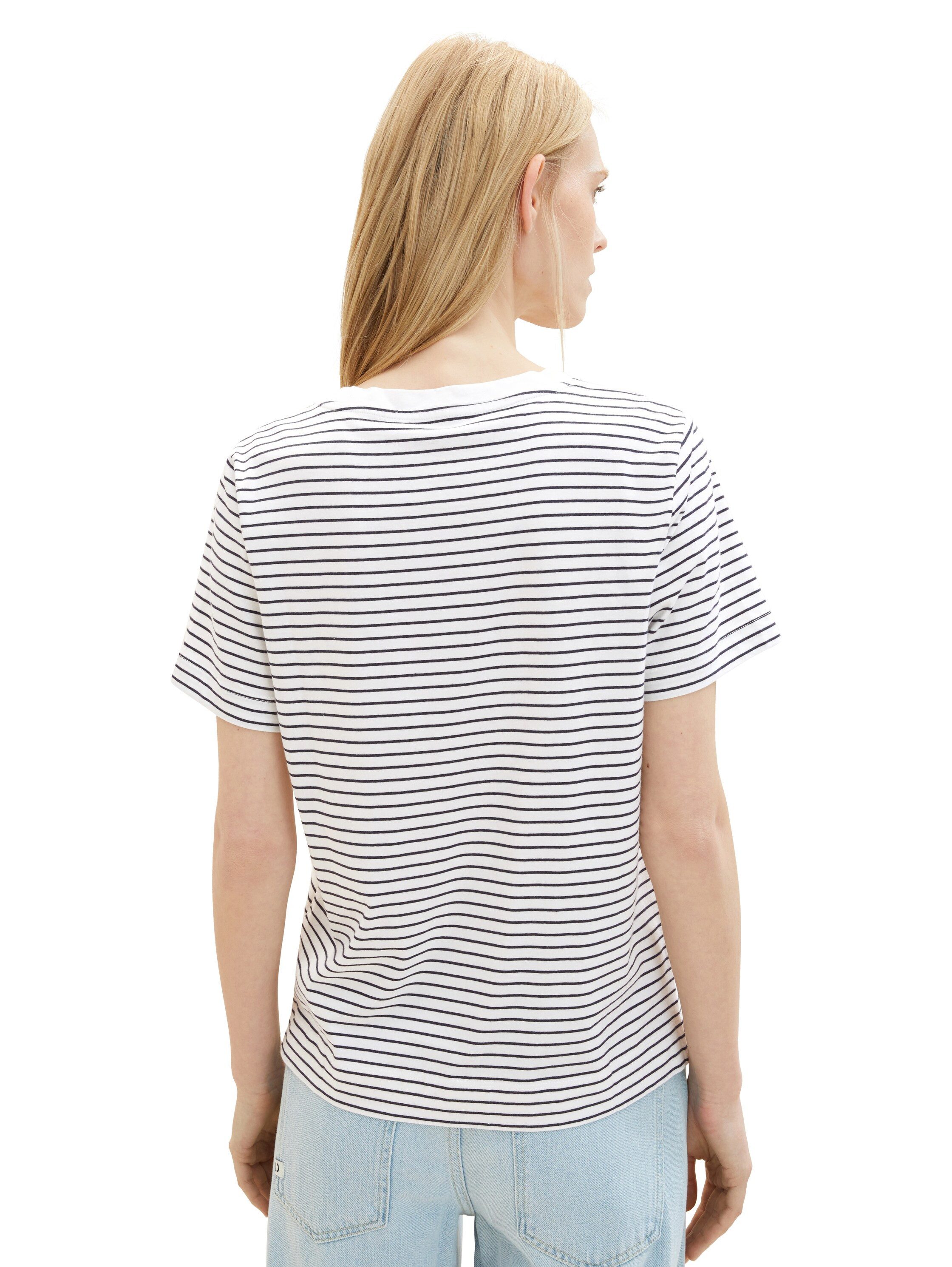Tom Tailor Shirt met ronde hals met hartmotief als frontprint