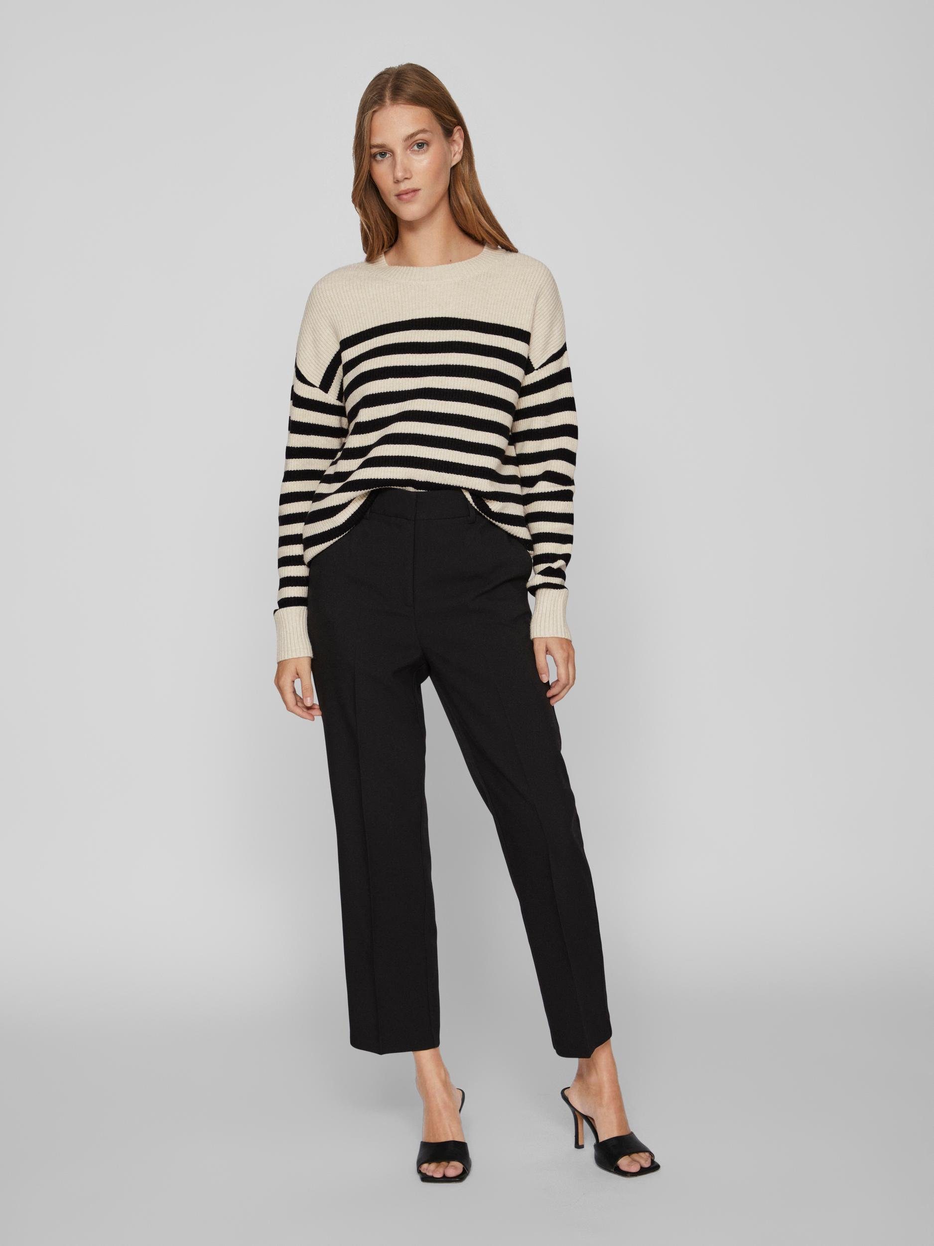 Vila Trui met ronde hals VIRIL RIB STRIPE L S KNIT TOP NOOS
