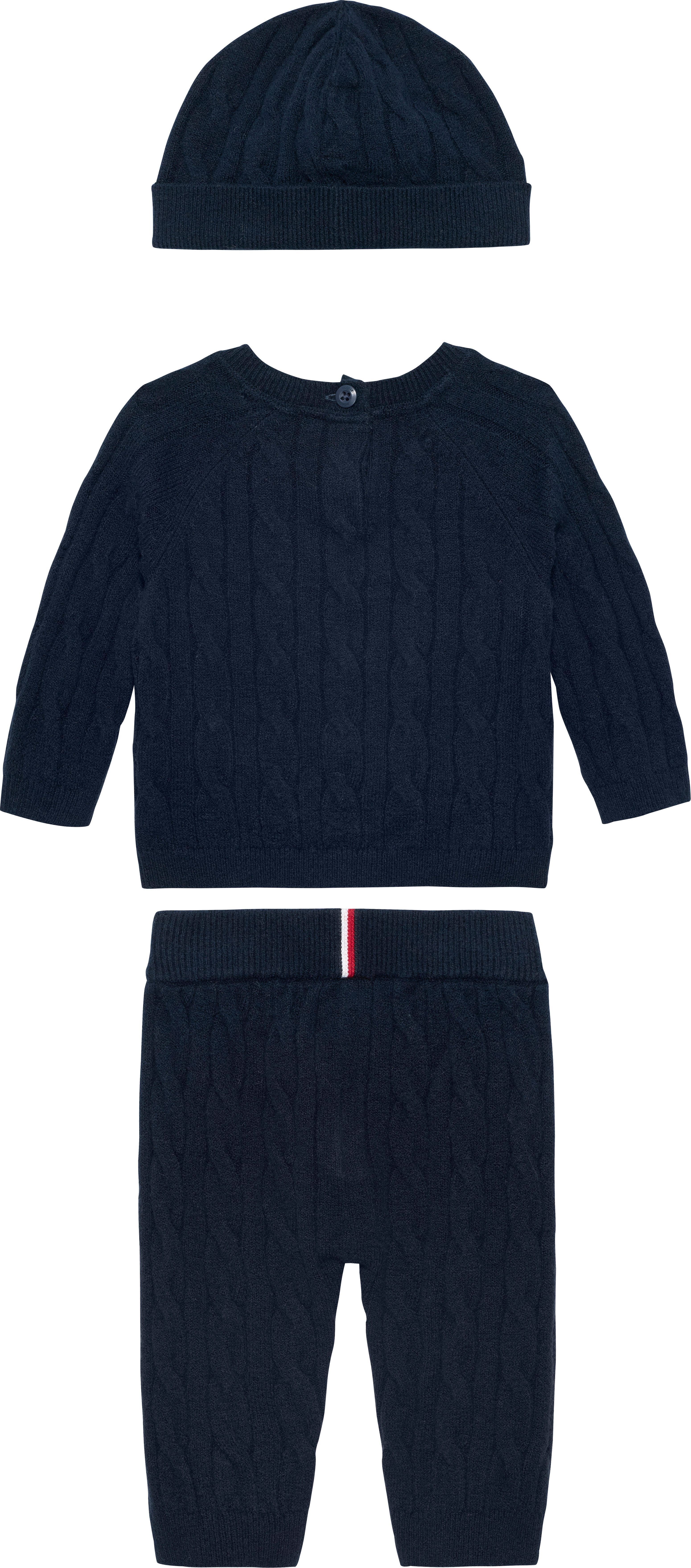 Tommy Hilfiger Shirt met lange mouwen en broek CABLE SWEATER BEANIE GIFTBOX (3-delig)