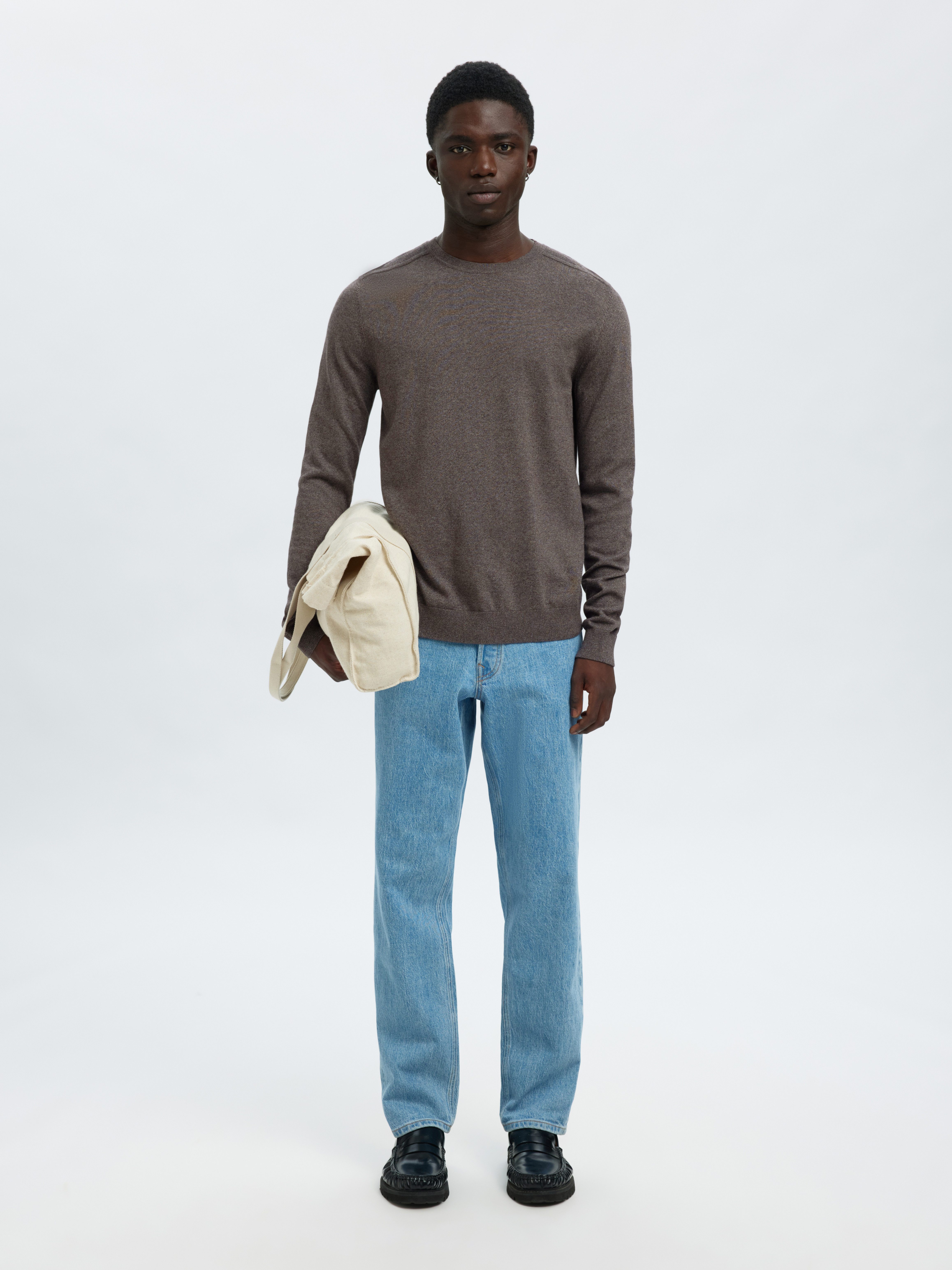SELECTED HOMME Gebreide trui SLHBERG CREW NECK NOOS