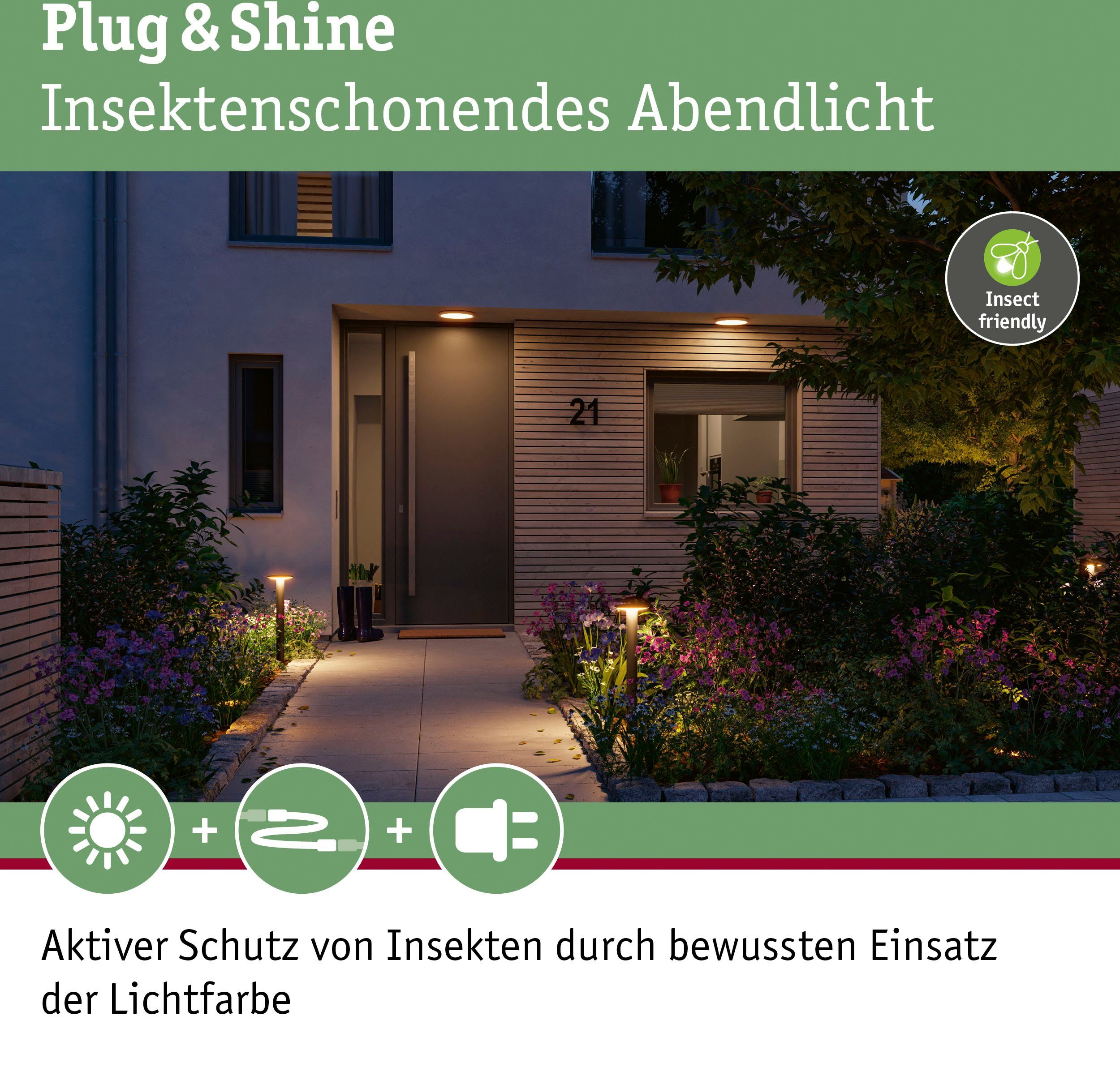 Paulmann Led-bolderlamp Buiten 230V Poller Plaat Insect friendly 2200-3000K IP44 (1 stuk)