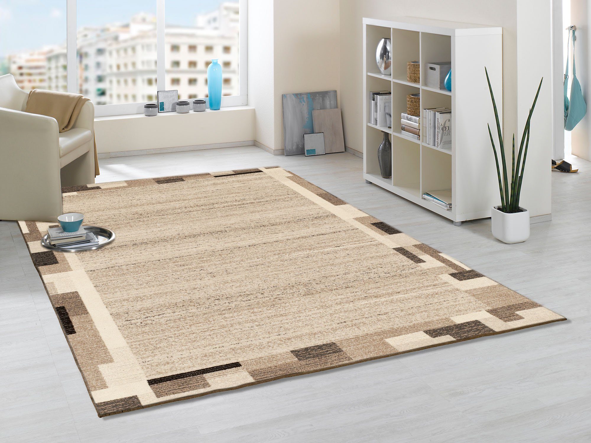 OCI DIE TEPPICHMARKE Wollen kleed Natura Kaja zuivere wol, woonkamer wollen vloerkleden maat 65 cm x 130 cm x 9 mm beige