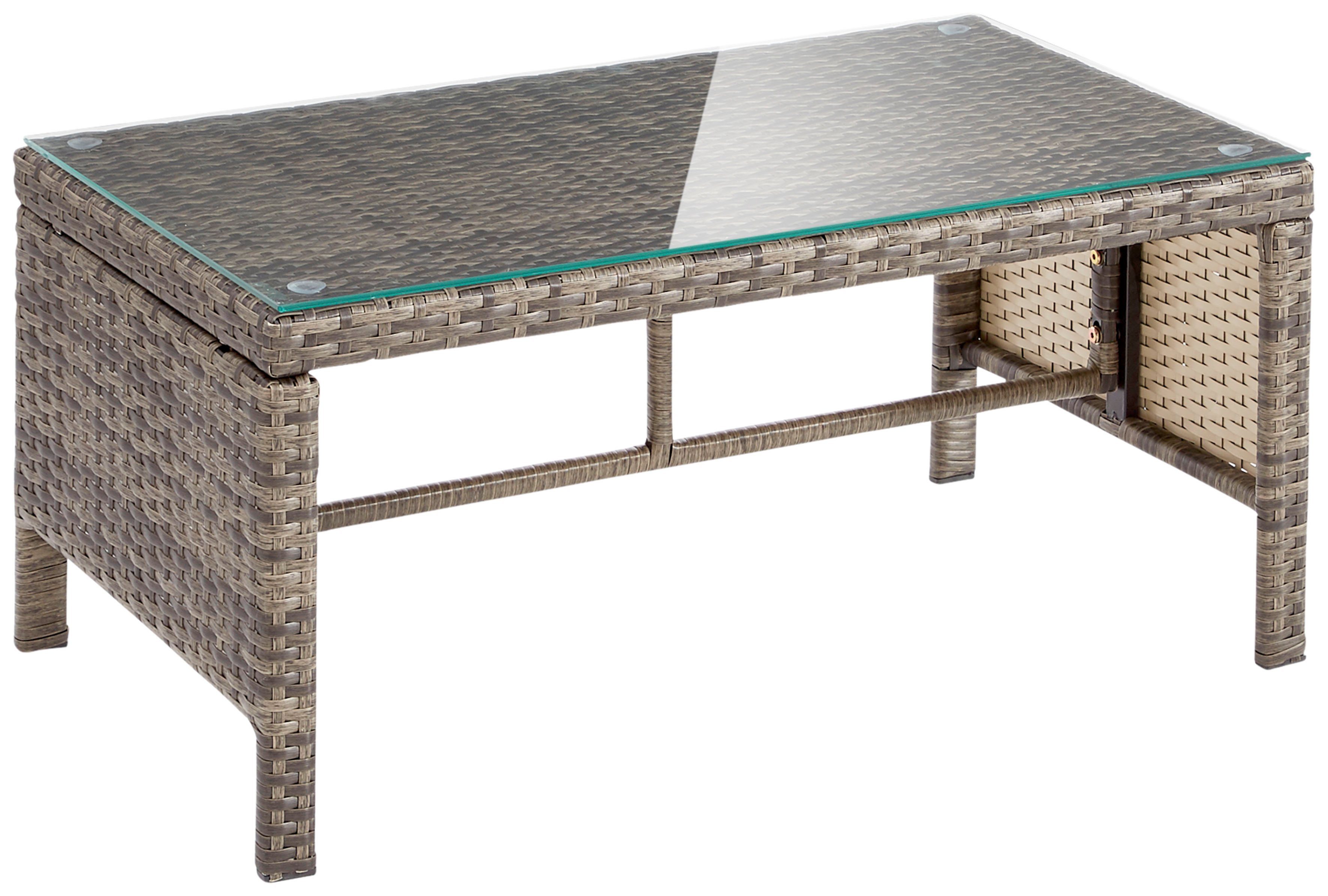 KONIFERA Tuinset Cádiz Tafelblad van veiligheidsglas, balkonset, 3 personen (set, 7-delig)