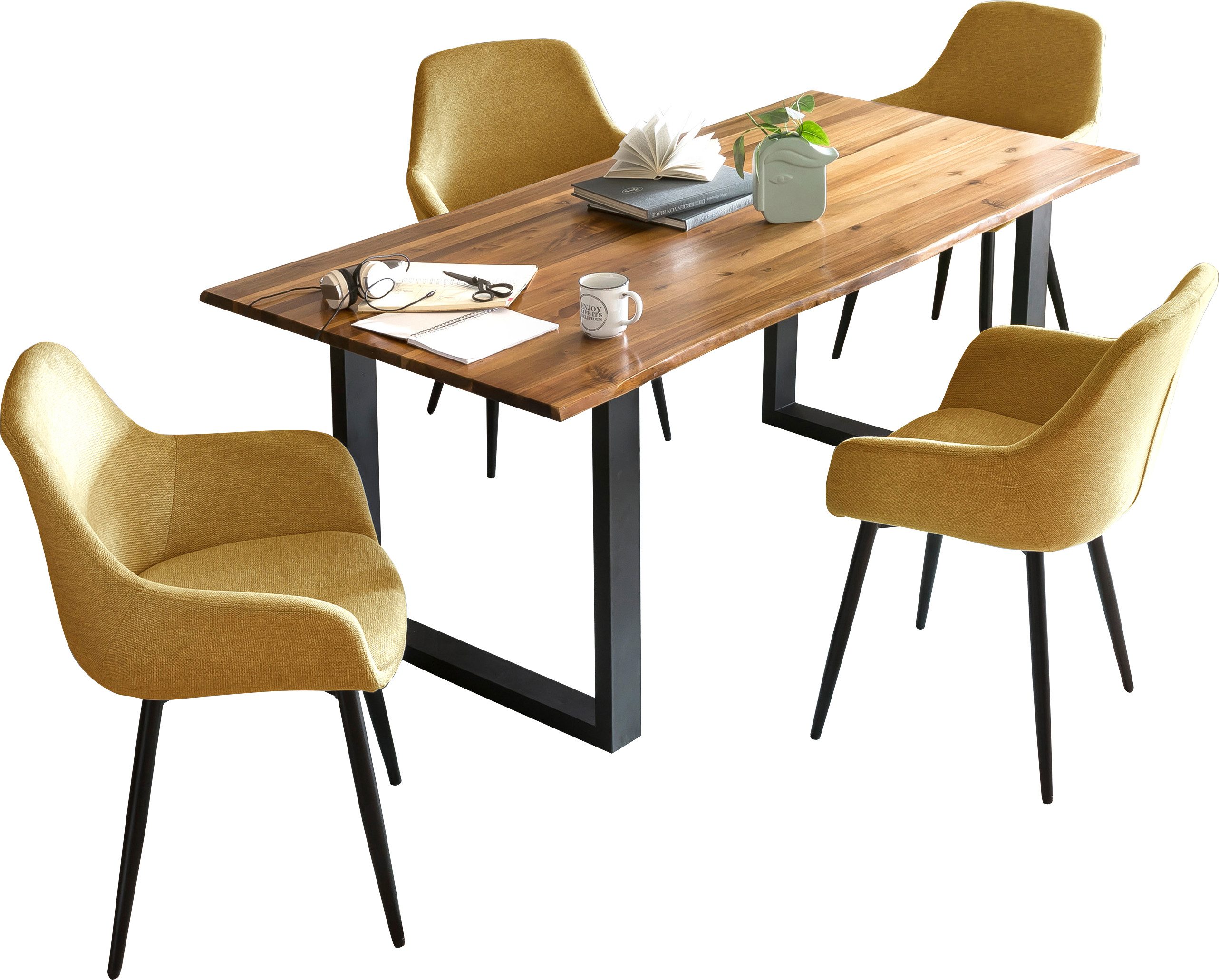 SalesFever Eethoek Tafelblad met echte boomranden (set, 5-delig)