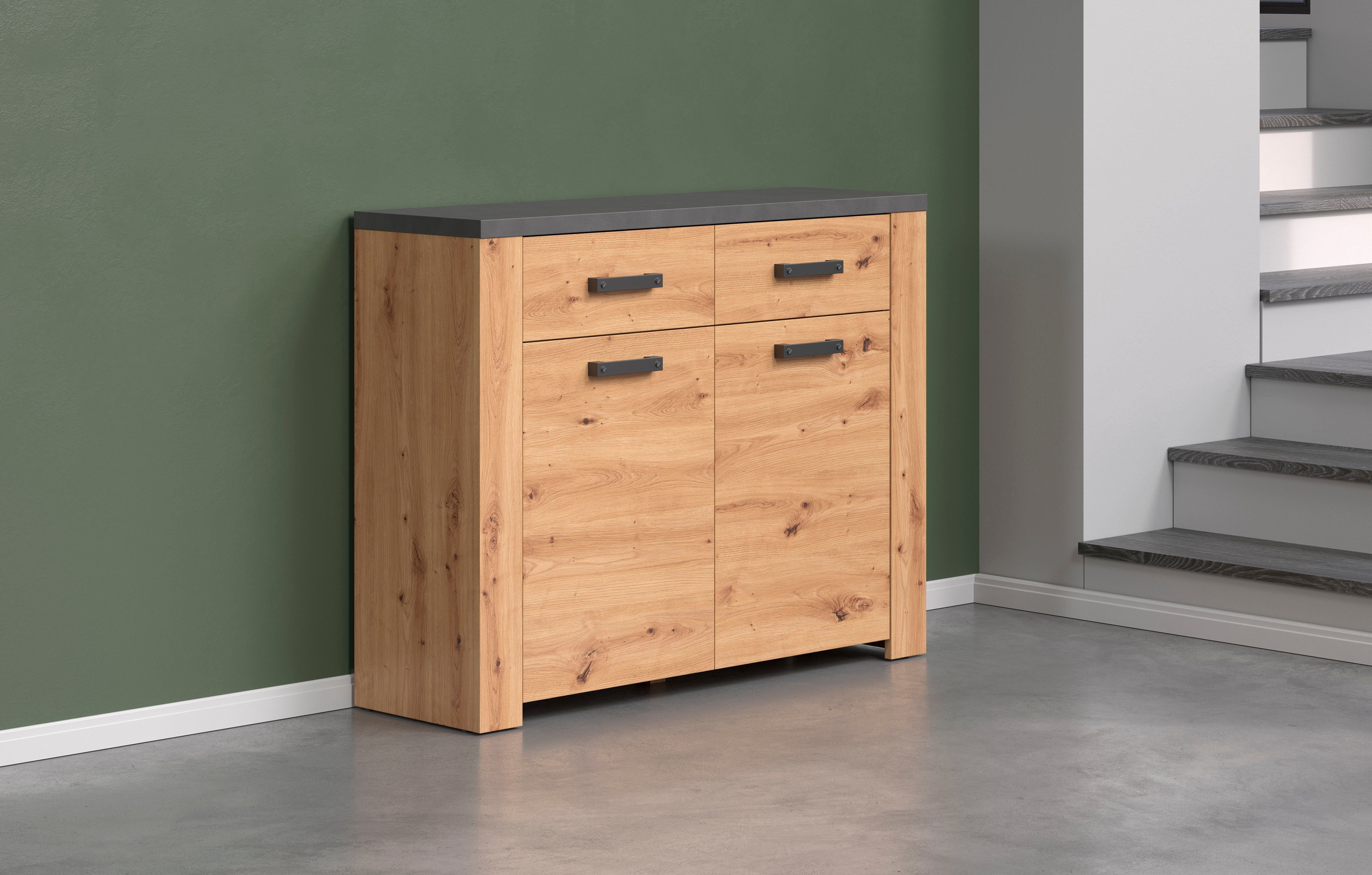 Home affaire Kast Ambres mat echt-hout-look, ca.-afm. bxh: 116x91 cm, lichtbruin, smal (1 stuk)