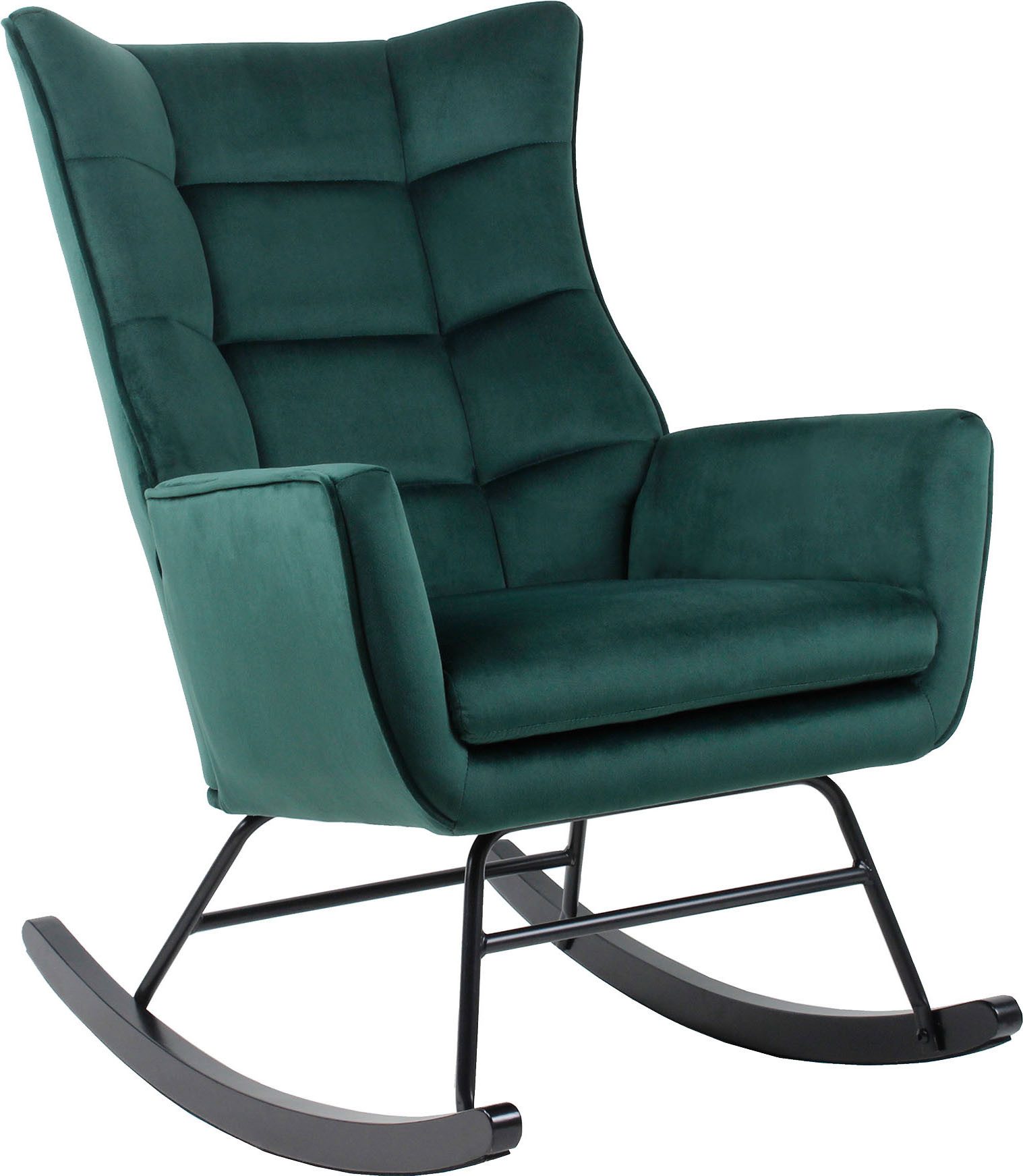 Kayoom Schommelstoel Bryana 125, Relaxstoel om te schommelen, metalen frame met houten slede (1 stuk)