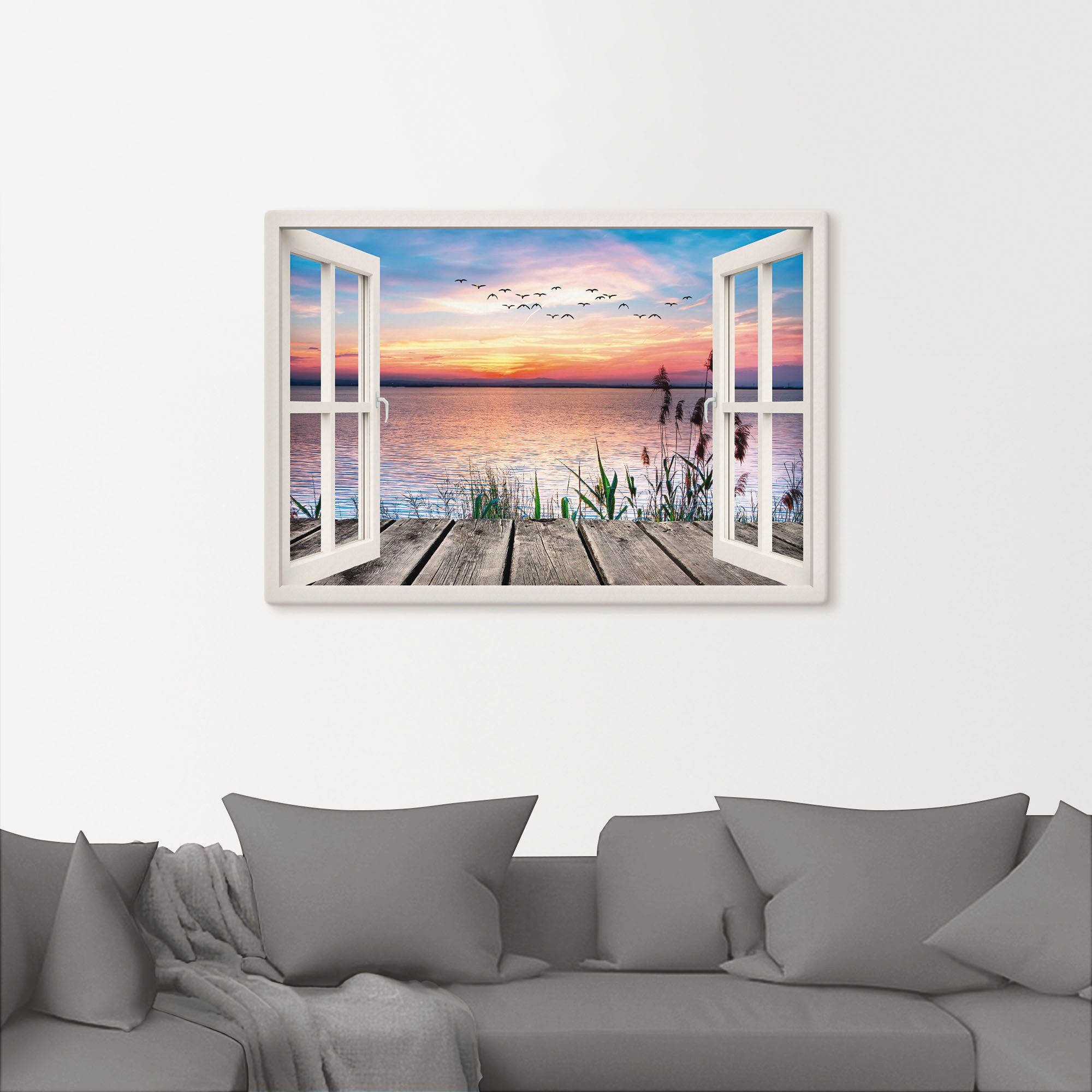 Artland Artprint Meer in de kleuren van de wolken als artprint op linnen, poster, muursticker in verschillende maten