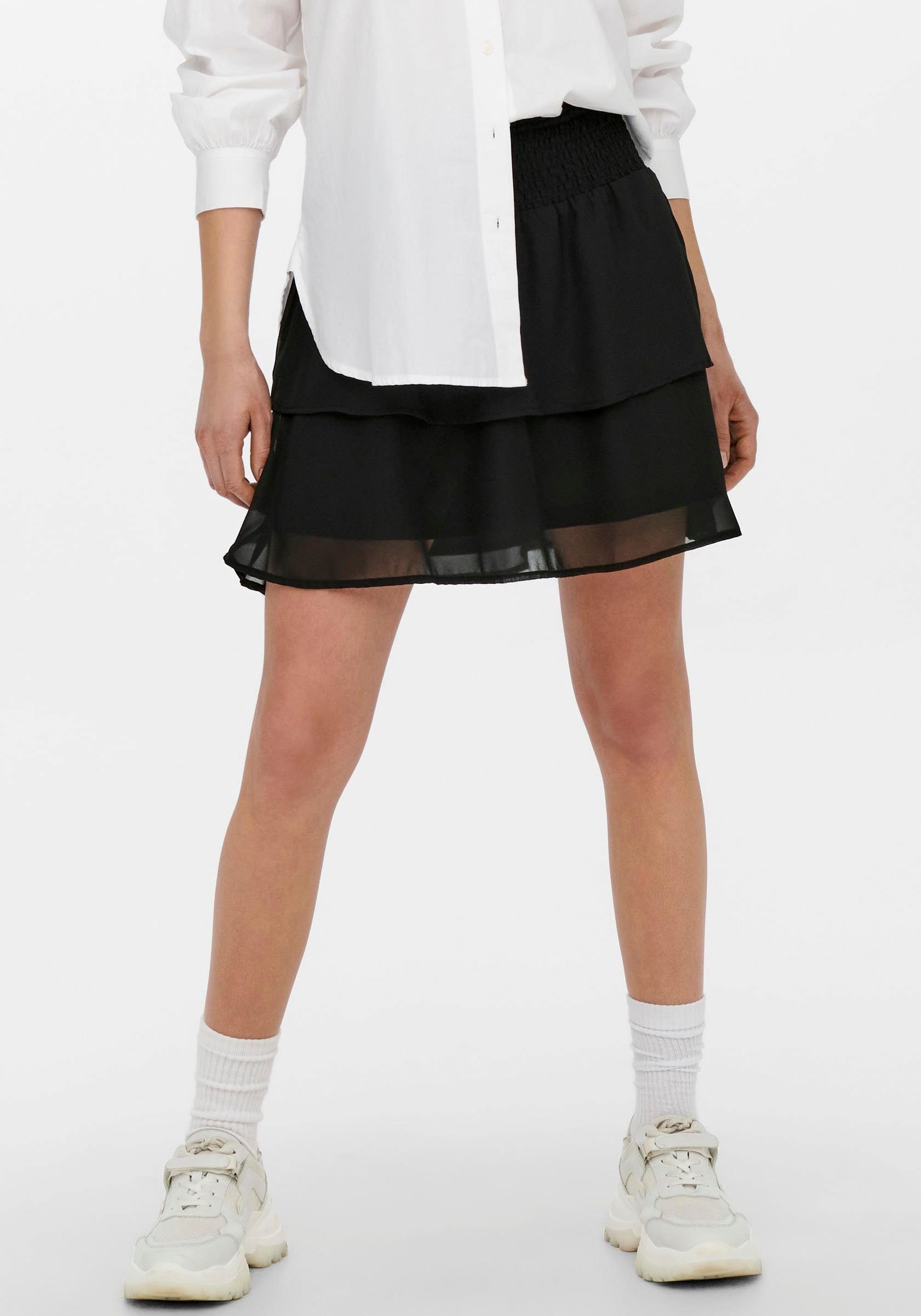 Only Minirok ONLANN STAR LAYERED SMOCK SKIRT dames minirokken maat L (40) zwart
