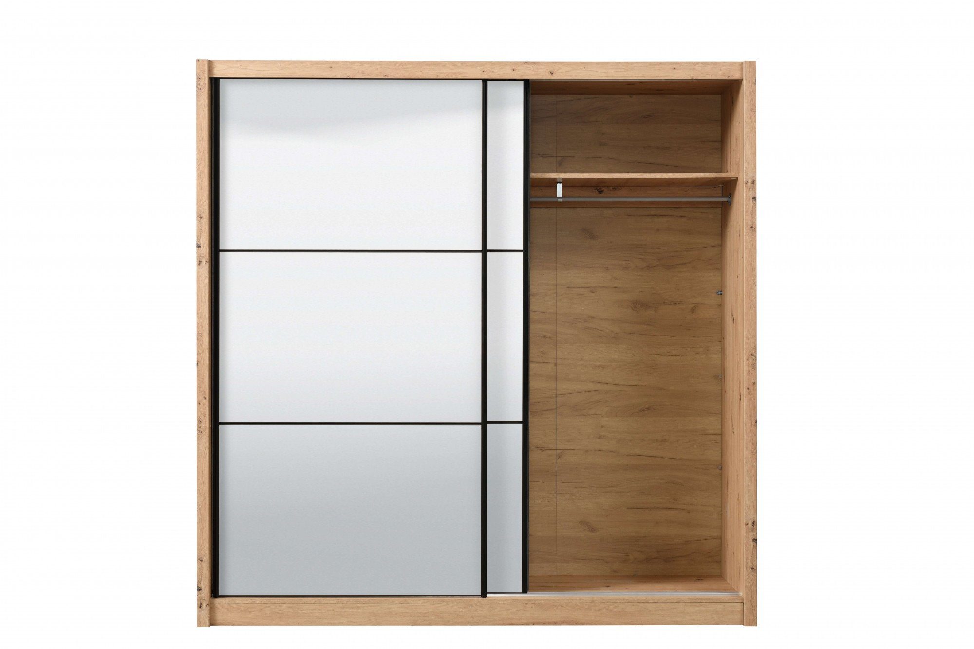 INOSIGN Schuifdeurkast Navara kledingkast met spiegel linnenkast met volledige spiegelfront, fsc®-gecertificeerd, 213,5x215,5x61cm