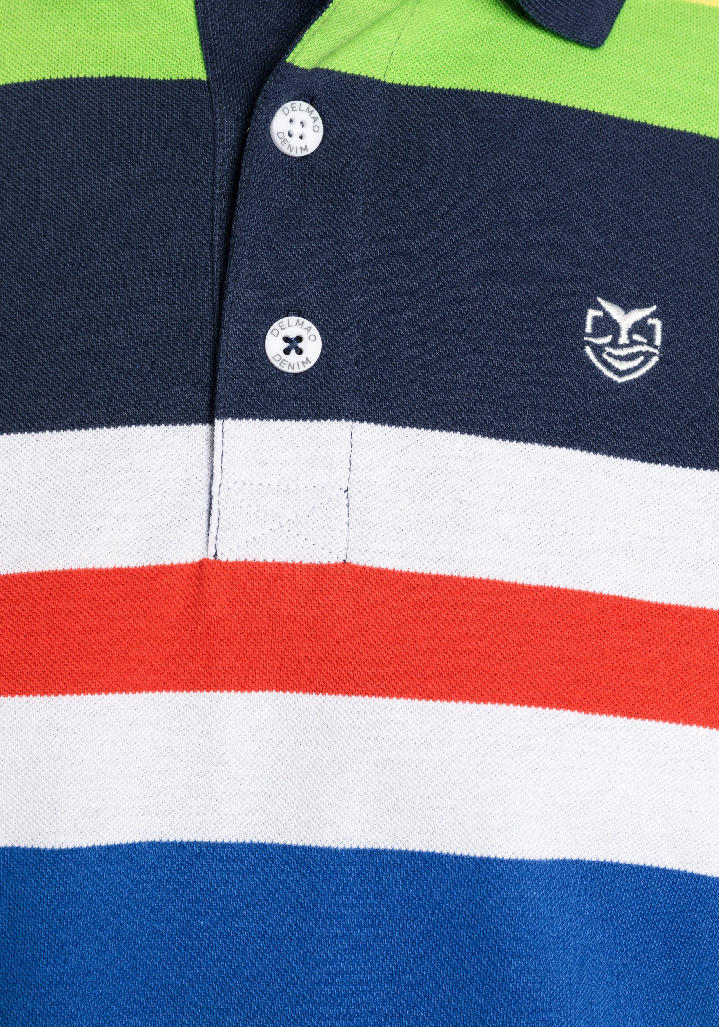 DELMAO Poloshirt met borduursel en multicolor strepen