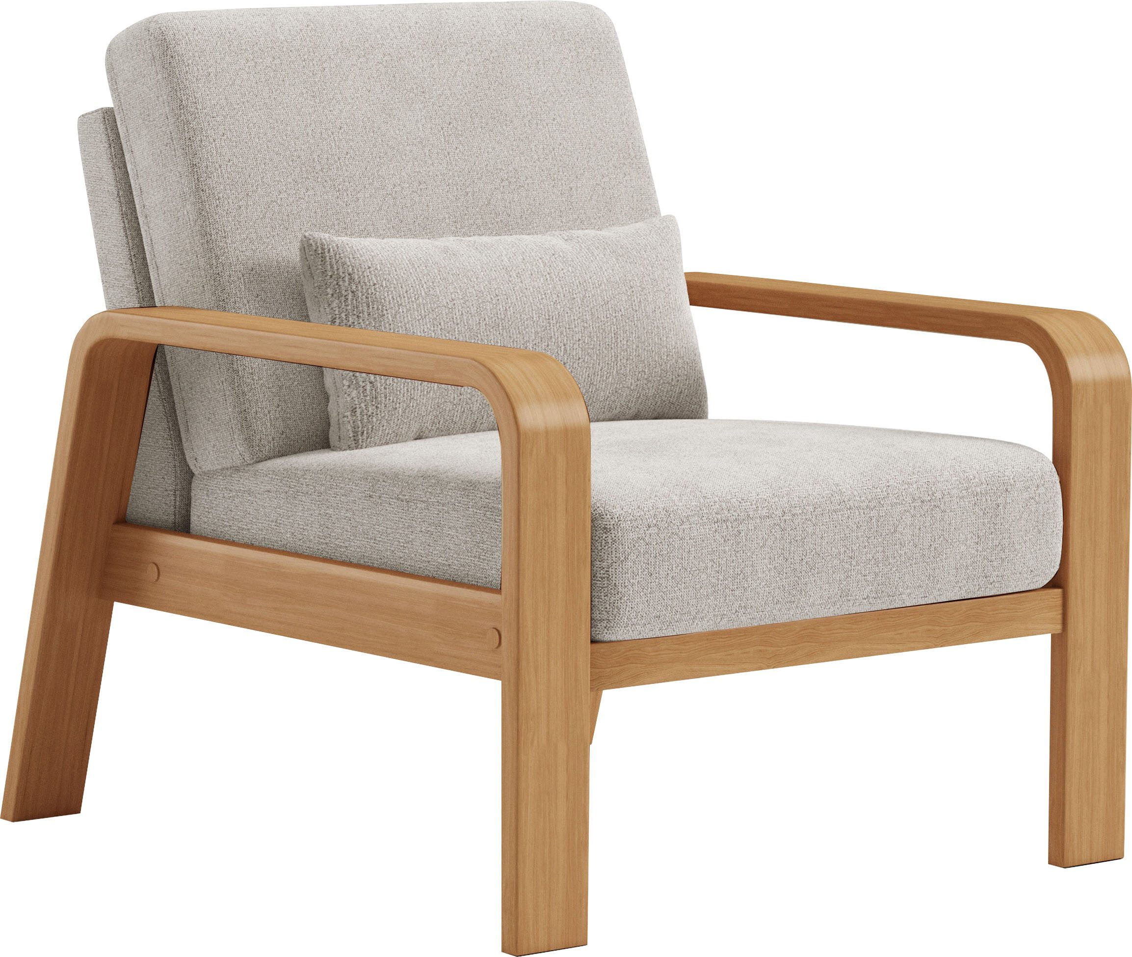 sit&more Fauteuil Kolding Armleuningen van eikenkleurig beukenhout, verschillende bekledingen en kleuren