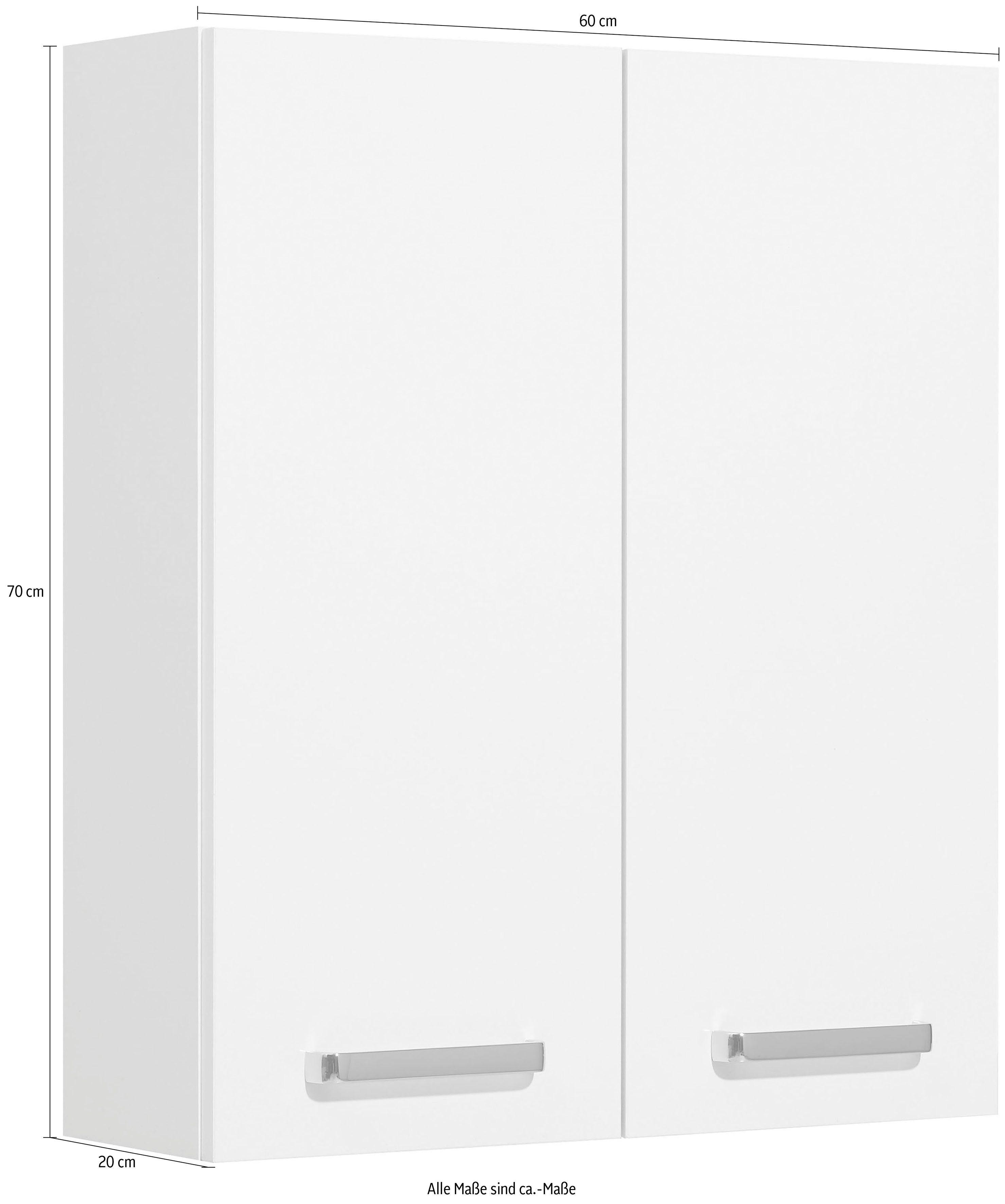 Saphir Hangend kastje Quickset wand-badkast 60 cm breed met 2 deuren en 2 legplanken Badkamer-hangend kastje inclusief deurdemper, grepen in glanzend chroom