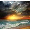 papermoon fotobehang folly beach zonsondergang fluwelig, vliesbehang, eersteklas digitale print blauw