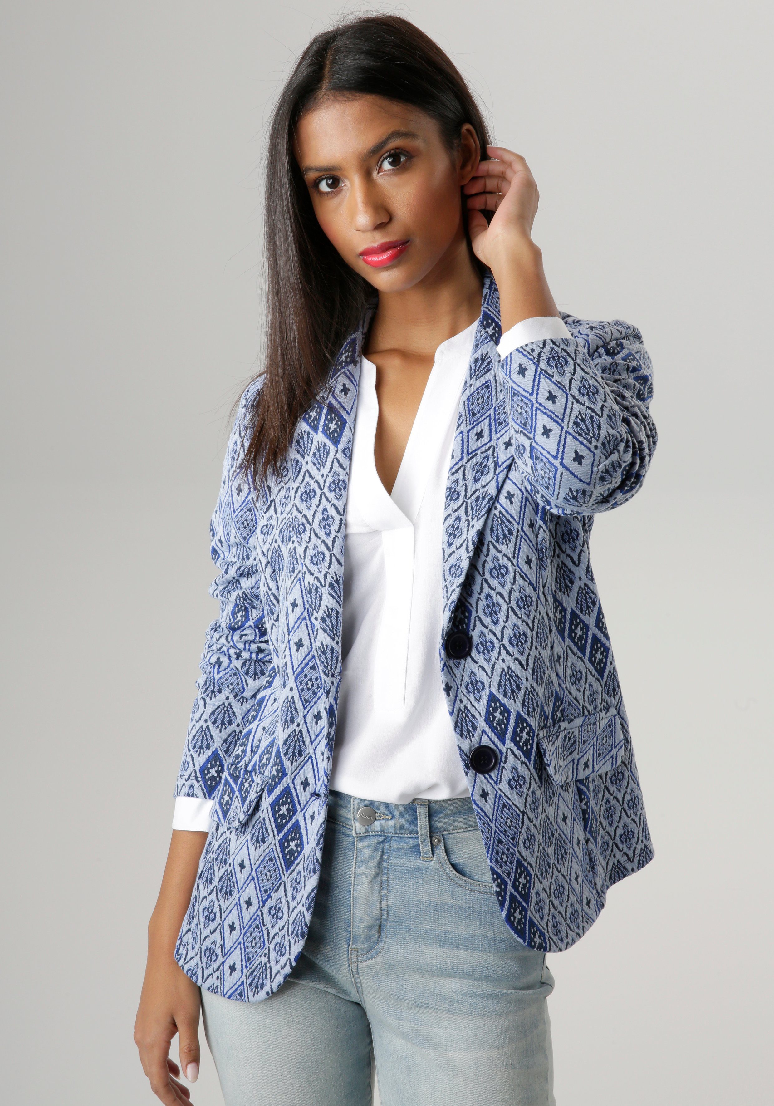 Aniston SELECTED Korte blazer van gestructureerd jacquard