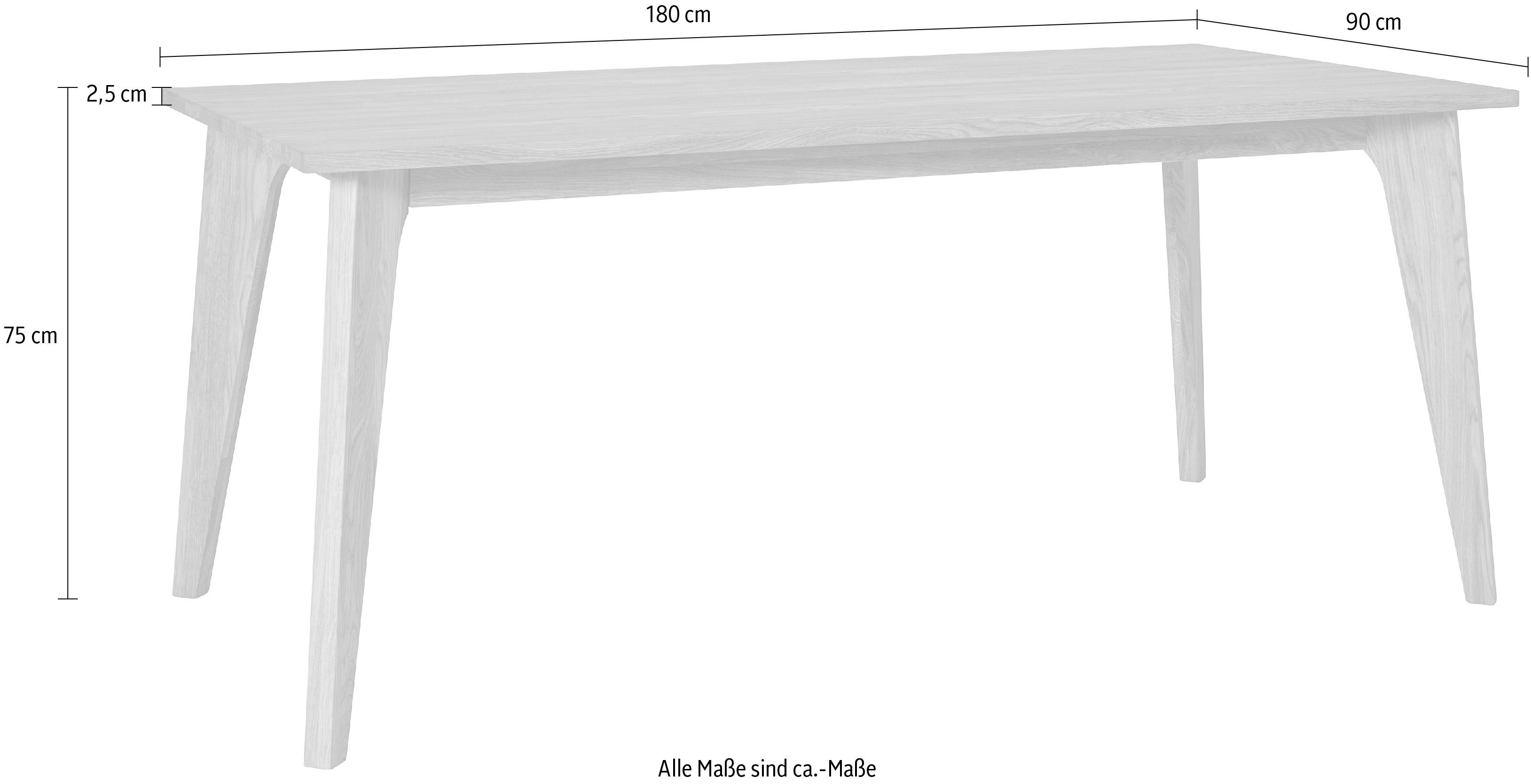 andas Eettafel Amali Van massief eiken, in 3 breedten