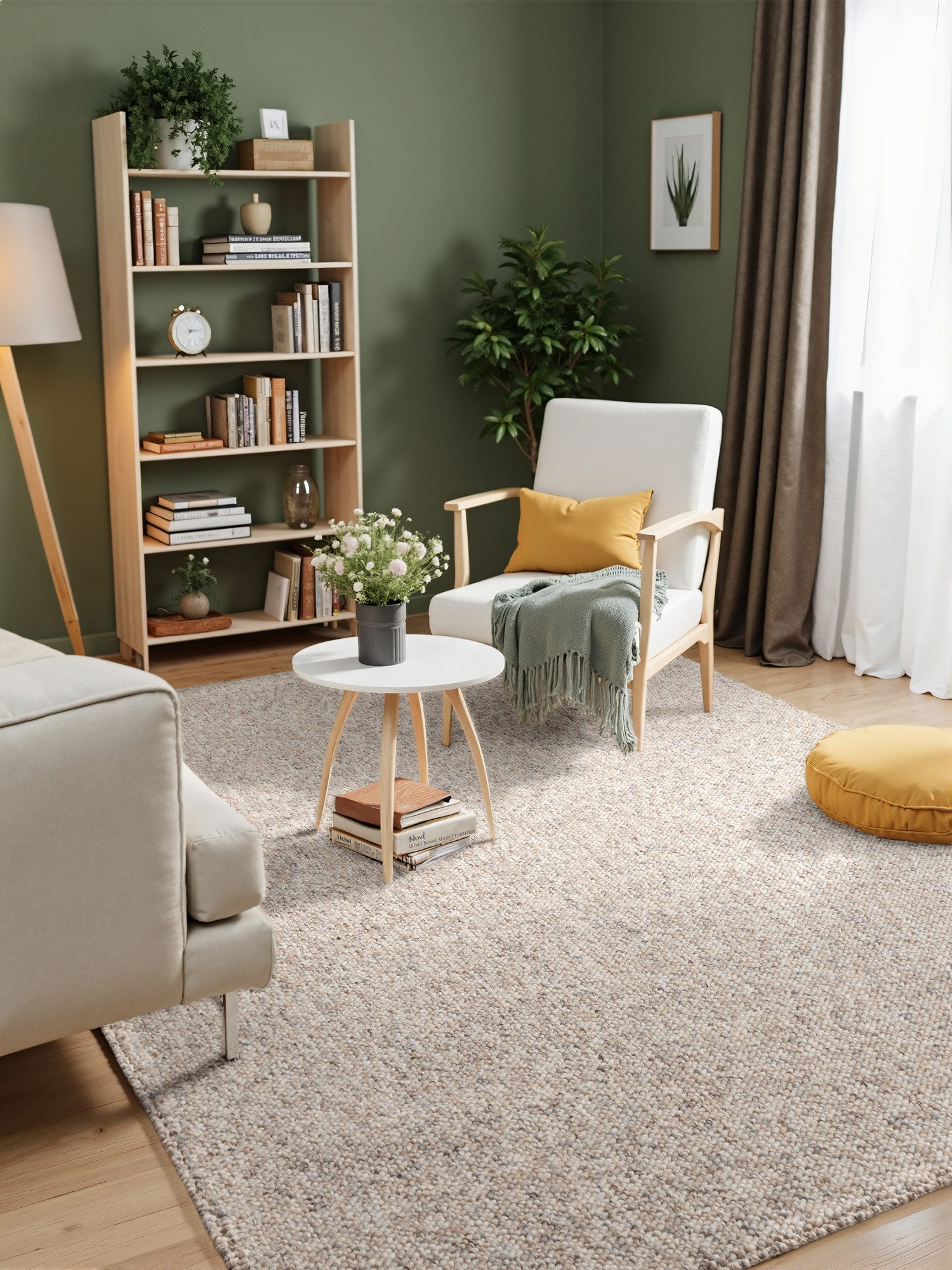 ELLE DECORATION Vloerkleed Rocco Duurzaam, loper, wasbaar, woonkamer, eetkamer, wol-look