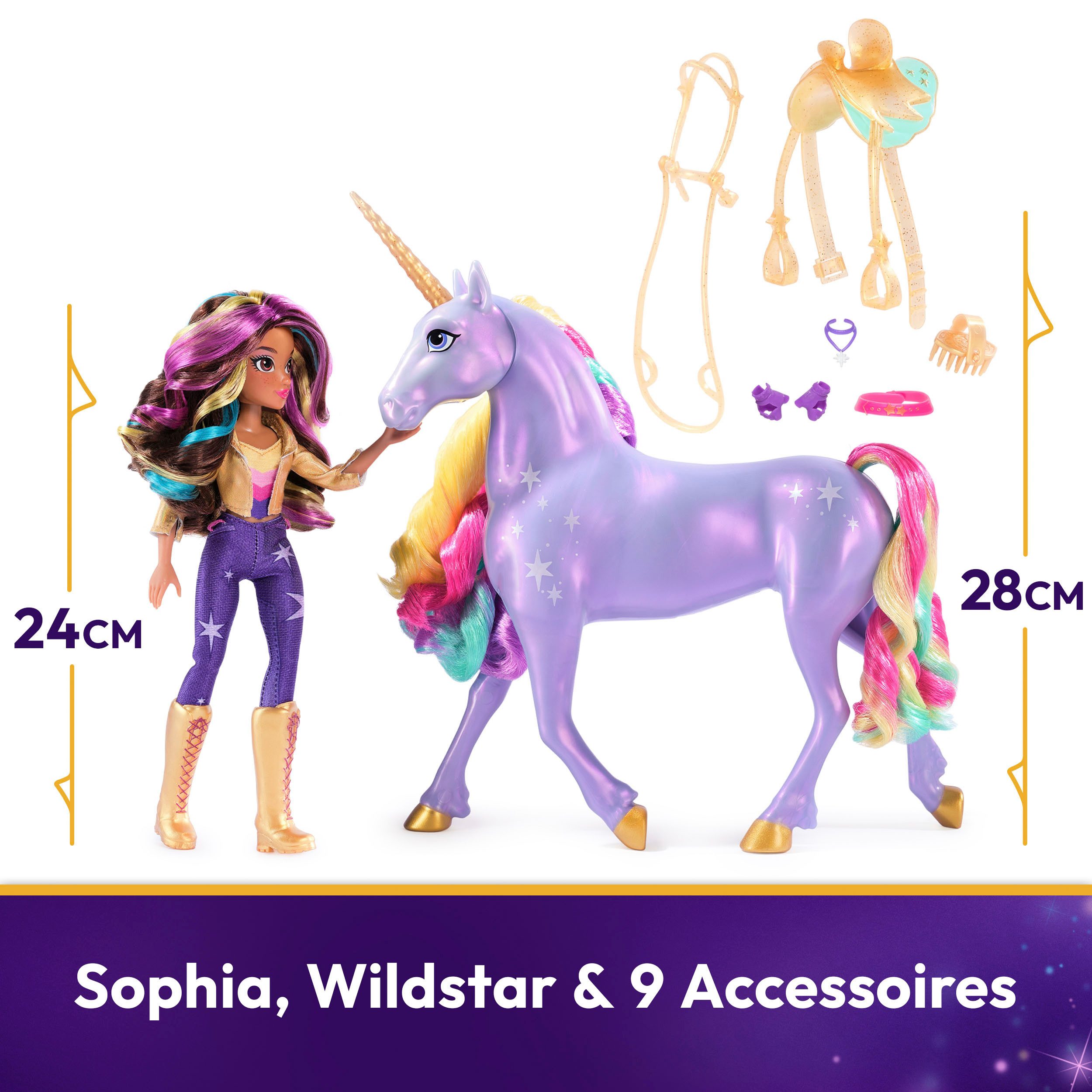 Spin Master Aankleedpop Unicorn Academy - Interactive Rainbow Light-Up Wildstar & Sophia (set)