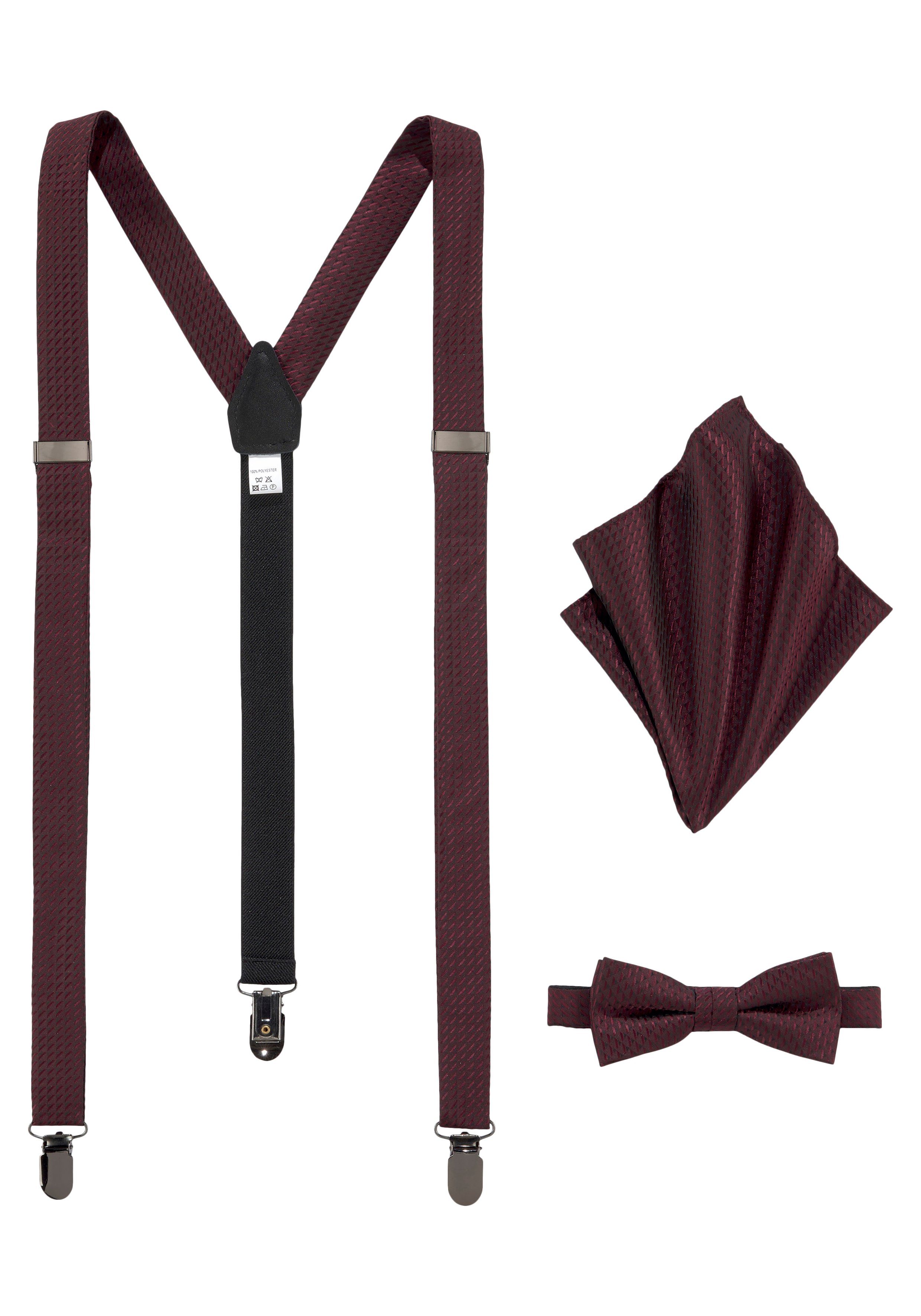 Cinque Bretels Enrico Bretels, vlinderstrik en zakdoek, fantasie-patroon unisex bretels rood