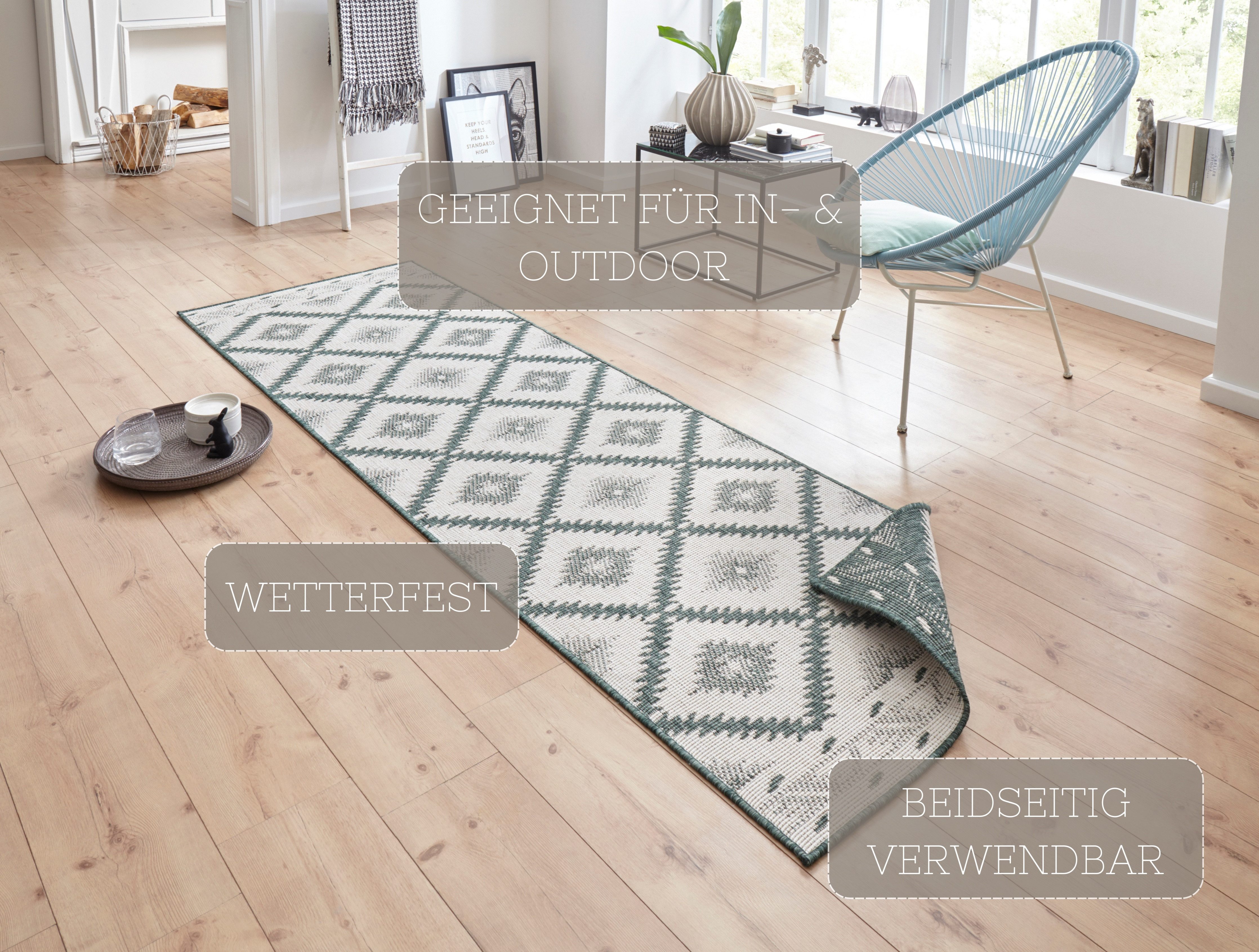 HANSE Home Vloerkleed Malibu omkeerbaar tapijt Binnen- en buitengebruik, weerbestendig, balkon, loper, woonkamer, waterbestendig