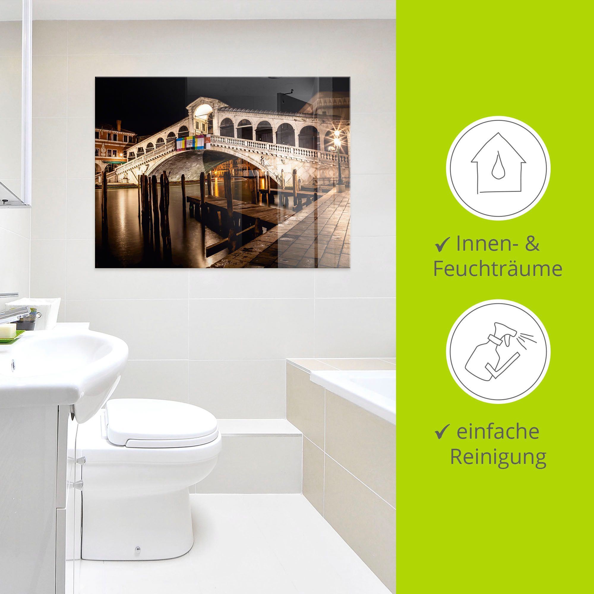 Artland Print op glas Venetië Canal Grande & Rialto brug II