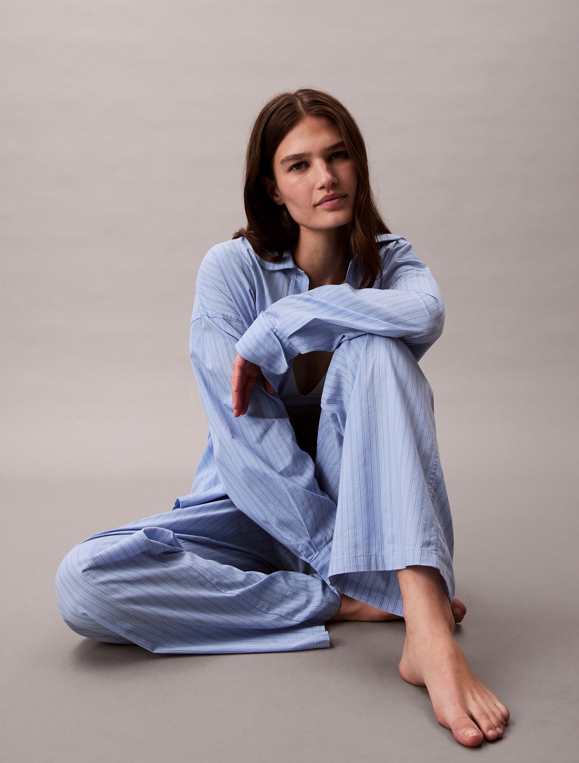 Calvin Klein Homewearbroek LOGO WB POPLIN PANT met elastische logo-tailleband